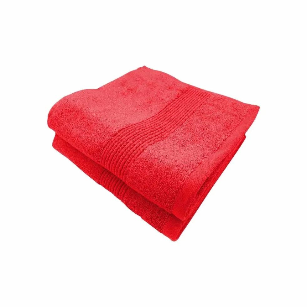 Alpes Blanc Juego de 2 toallas de baño de algodón y bambú, 600 g/m² (rojo, 100 x 150)