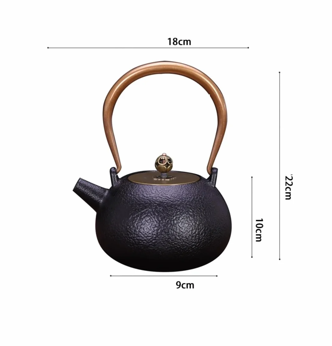 Tetera de hierro fundido, tetera de hierro fundido, tetera japonesa, tetera china de hierro fundido, gran capacidad, 40 oz - 1200 ml, tetera de hierro fundido apta for estufa, tetera de hierro fundido