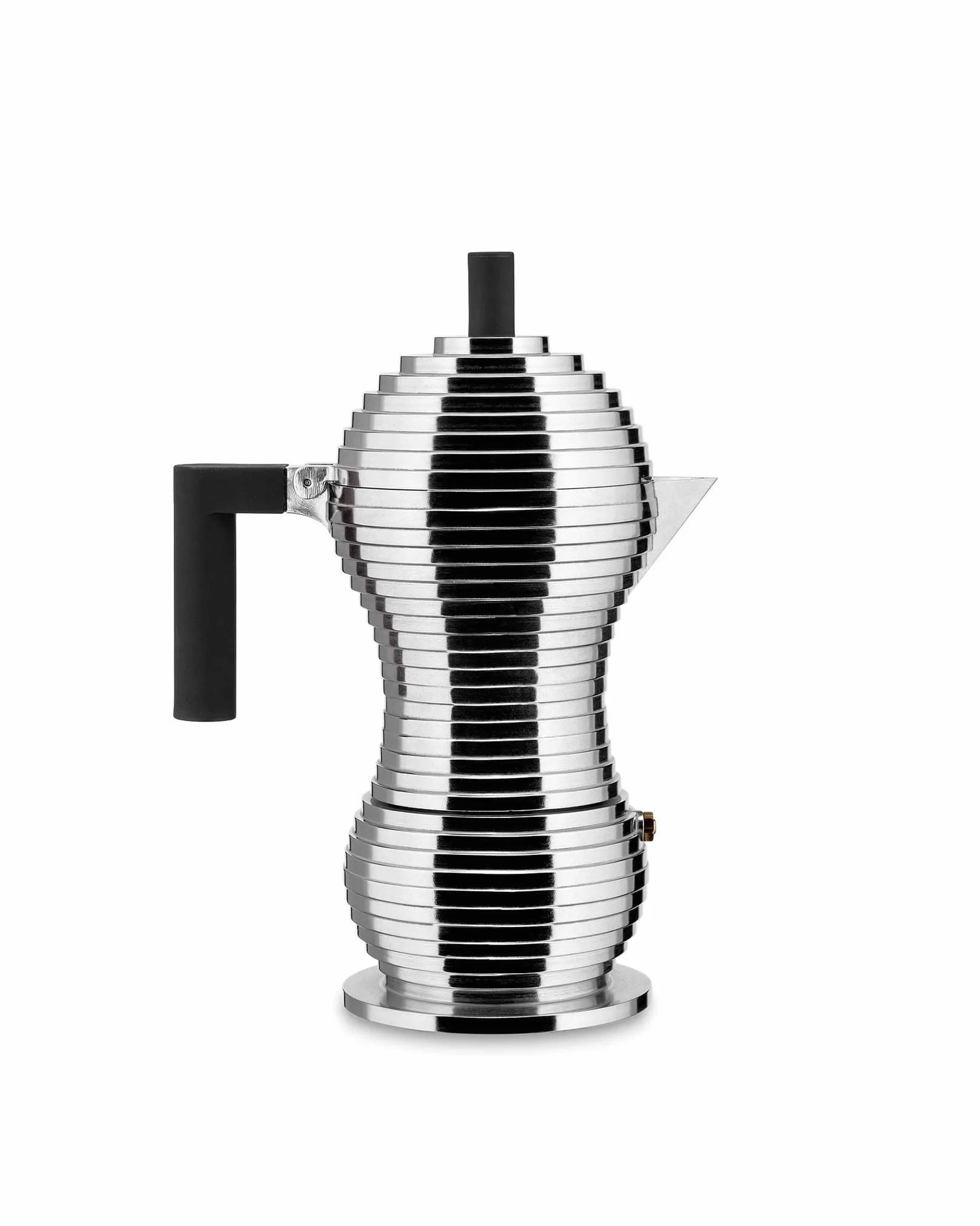 Alessi Pulcina MDL02/6BFM - Cafetera Espresso de Diseño, Mango y Pomo PA, Aluminio Fundido para Placa de Inducción, 6 Tazas, Negro