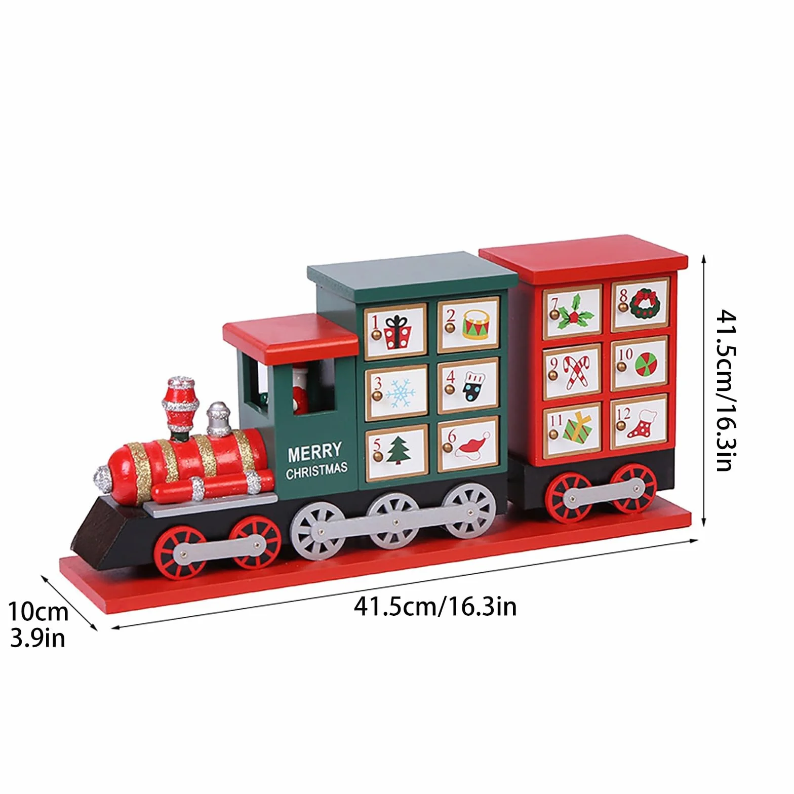 Calendario de Adviento de madera con 24 cajones para decoración de mesa (rojo, talla única)
