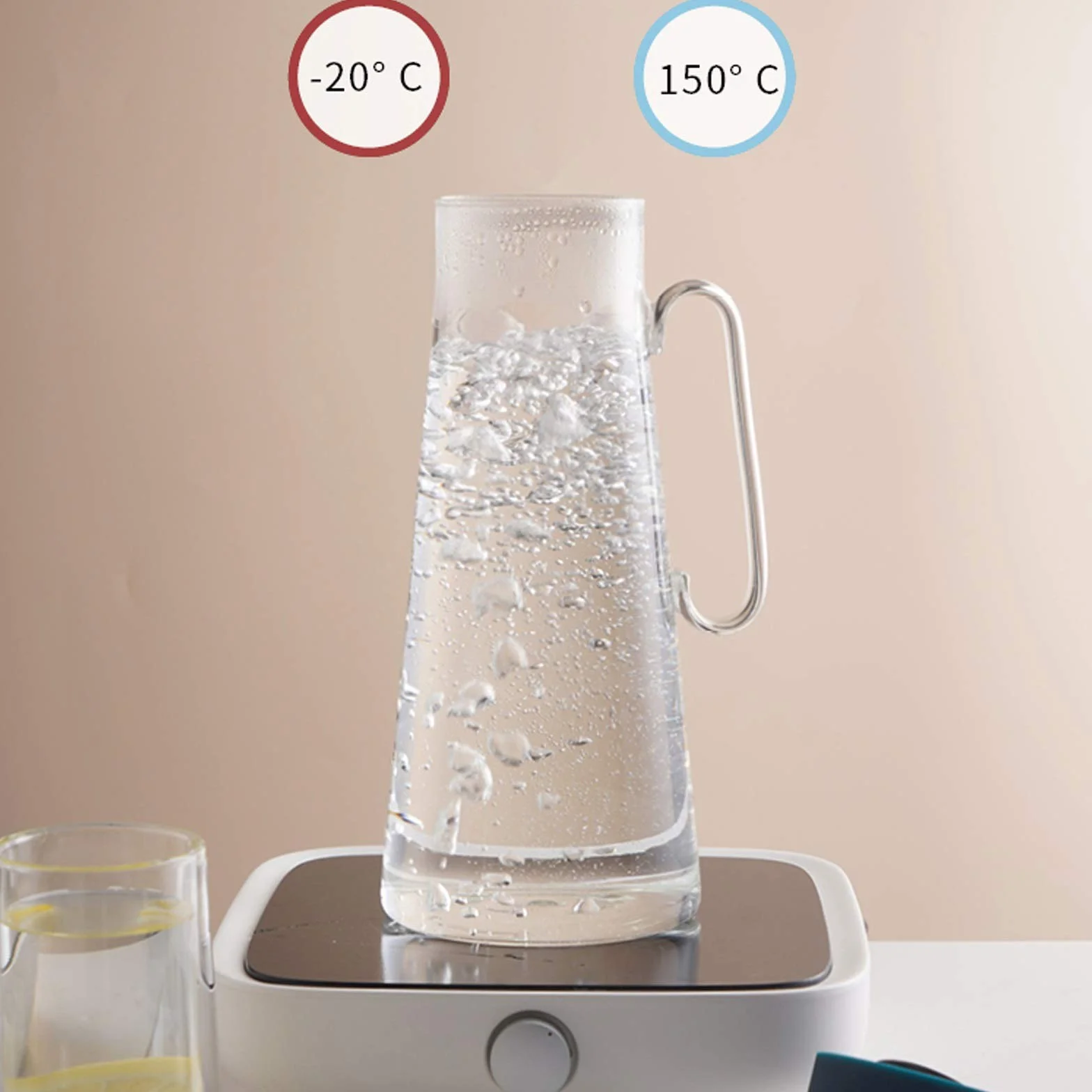 Jarra Jarra de Vidrio de Gran Capacidad con Tapa de Silicona Tetera de Vidrio Resistente al Calor Práctica Tapa de Filtro de Acero Inoxidable Tamaño Ajustable Jarra de Agua fría/Caliente (Color: