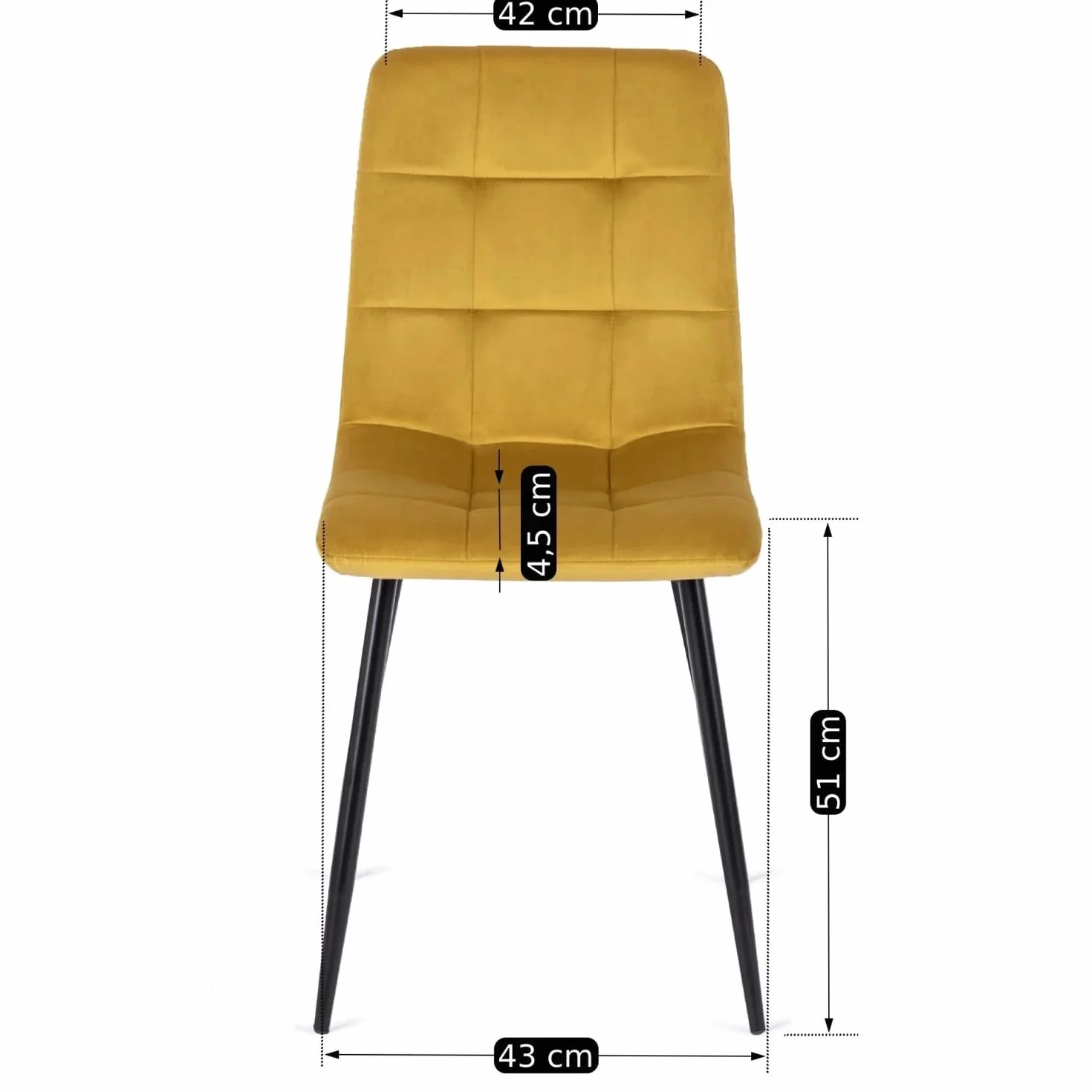 PAROS - SILLA - VELURO AMARILLO - 43 x 52 x 90,5 cm