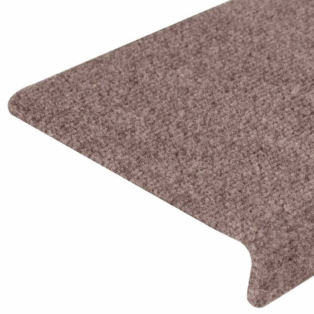 vidaXL Alfombrillas de Escalera 10 uds, Alfombra Antideslizante, Protector de Peldaño, Alfombrilla Adhesiva, Tela Punzonada Marrón 65x21x4 cm