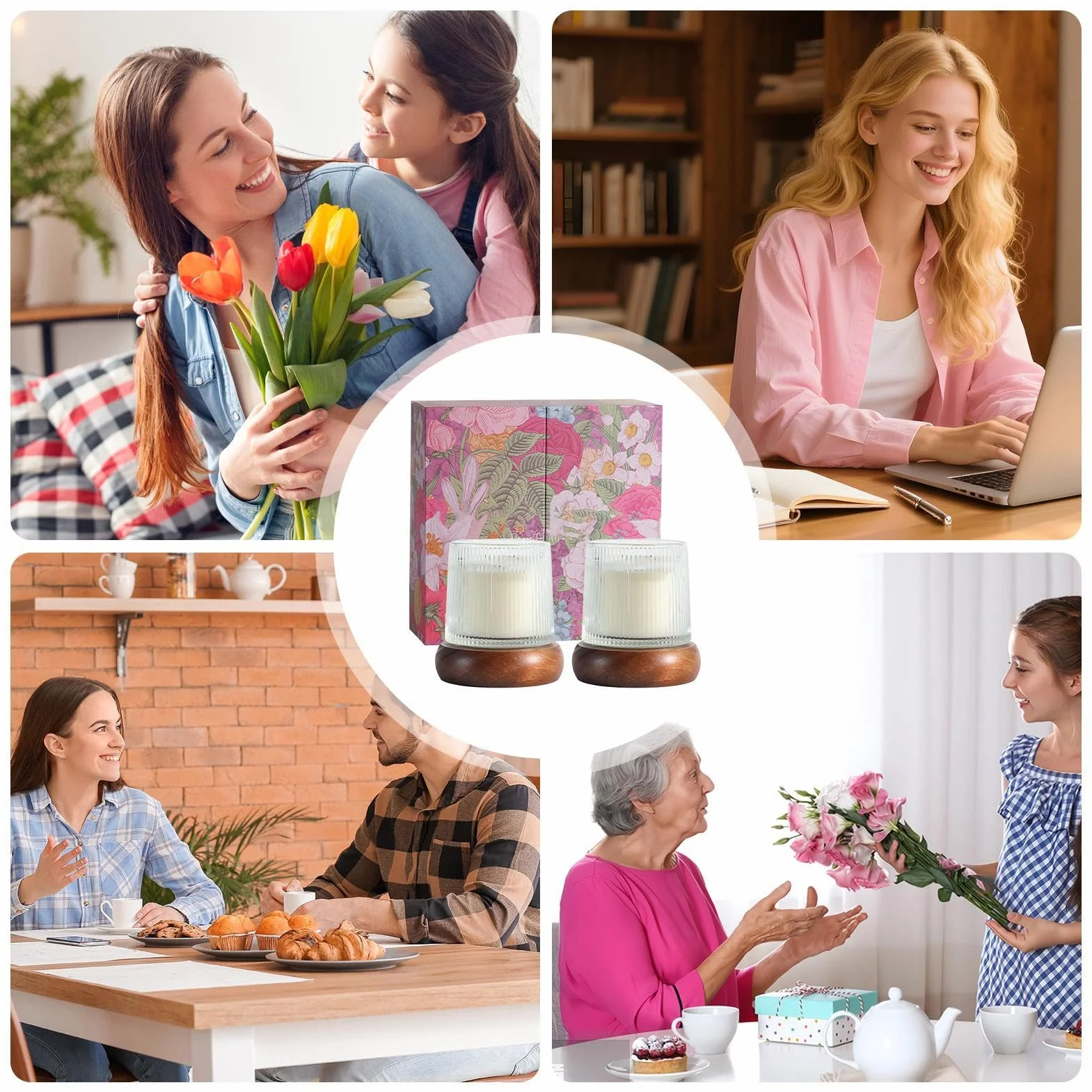 Juego de Velas con Tarjeta Decorativa para Ambientación del Hogar | Velas en Frasco Aromáticas para Mujeres para Decoración del Hogar, Dormitorio, Salón, Baño, Relajación, Sueño, Regalo de