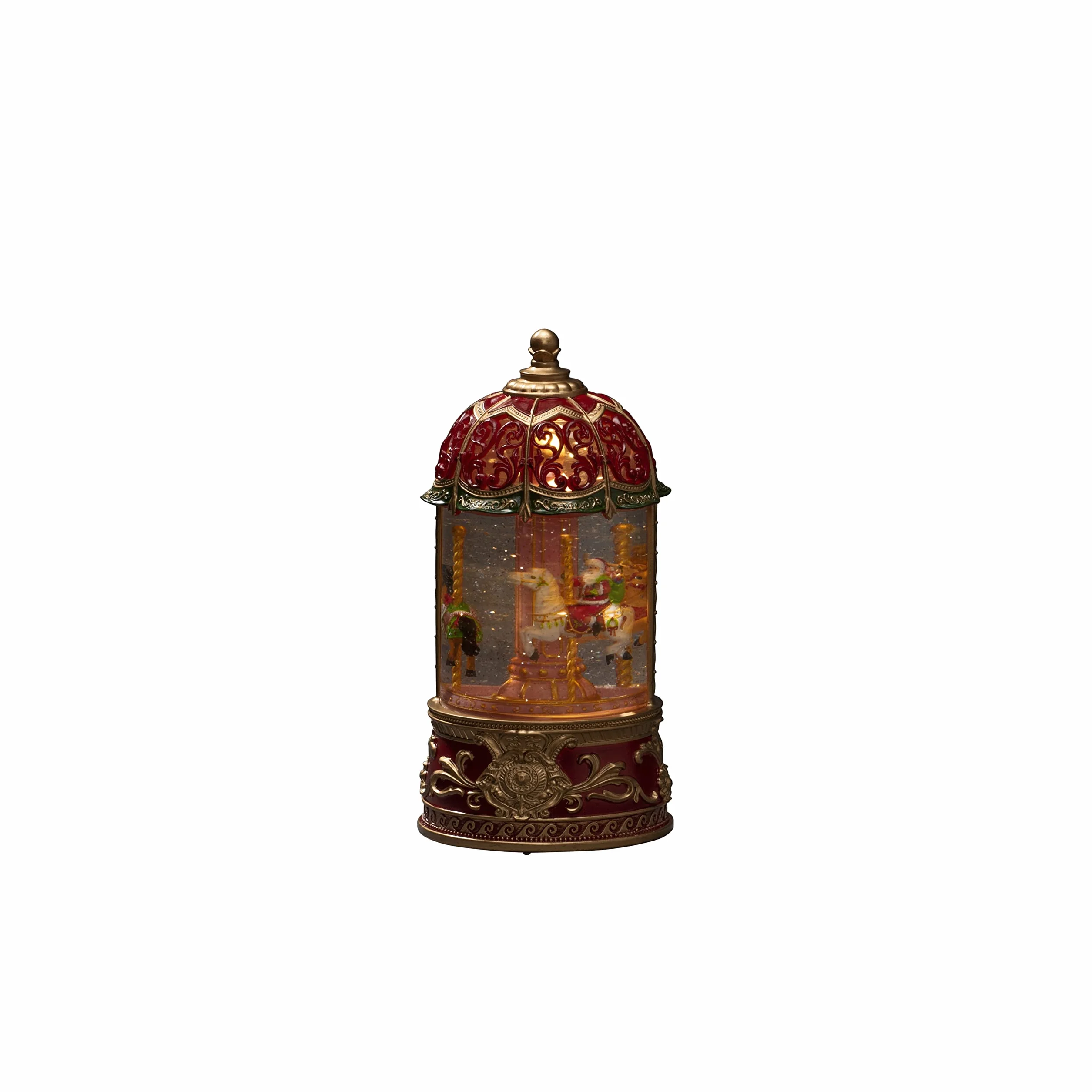 Konstsmide Bola de Nieve LED para decoración navideña, carrusel Giratorio de Navidad, Relleno de Agua, con Temporizador de 5 Horas, Funciona con Pilas y USB, Interior, 3 Pilas AA de 1,5 V (no