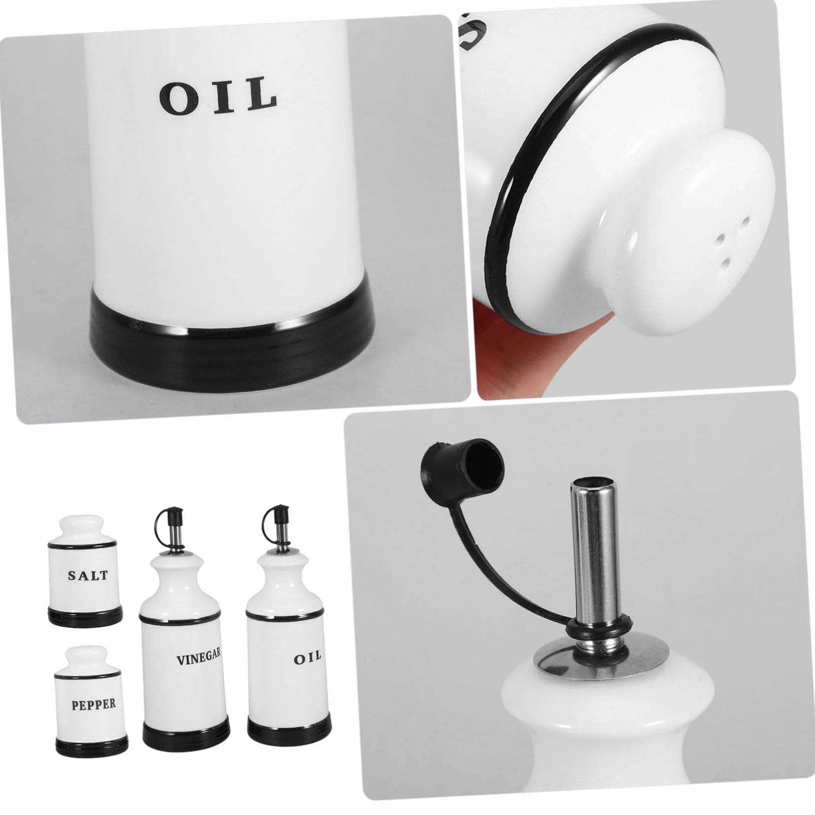 PRETYZOOM 4piezas Frascos De Condimentos De Cerámica Dispensador De Sal y Pimienta Para Cocina Recipiente Multifuncional Para Aceite Vinagre y Especias Para Decoración De Cocina y