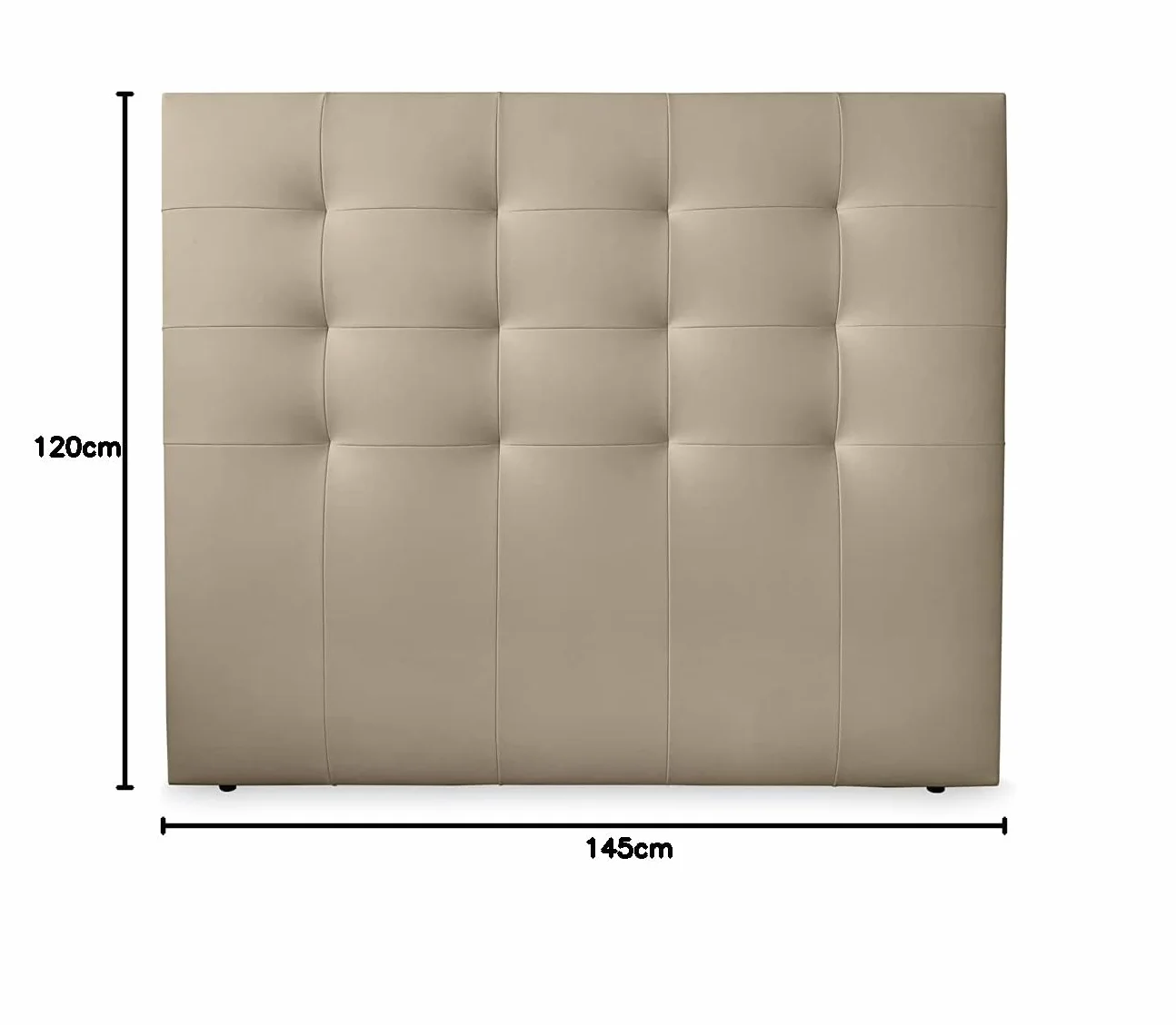 Duérmete Online, Cabecero Modelo Napoli Acolchado, Tapizado en Polipiel de Alta Gama, Medidas: 145 x 120 cm (para Cama de 135 y 140) Beige
