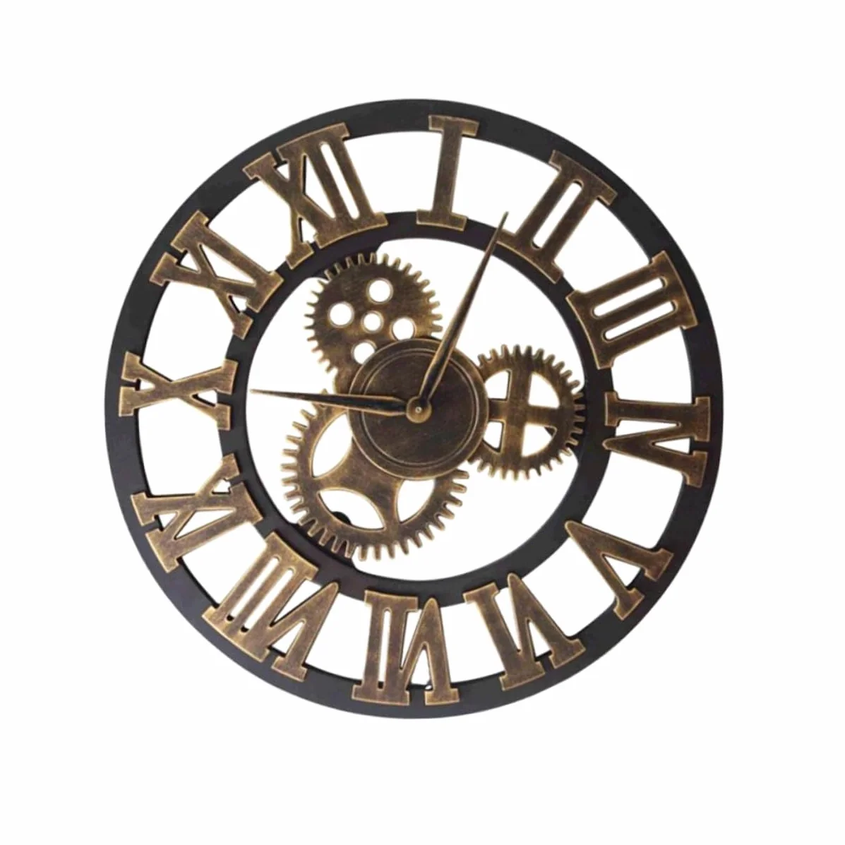 ABOOFAN Reloj de Pared Retro Decorativo de Estilo Industrial 34 Cm | Madera Dorada, 1 Pieza, Diseño Creativo Colgante, Formato de 34cm, Envío sin Batería