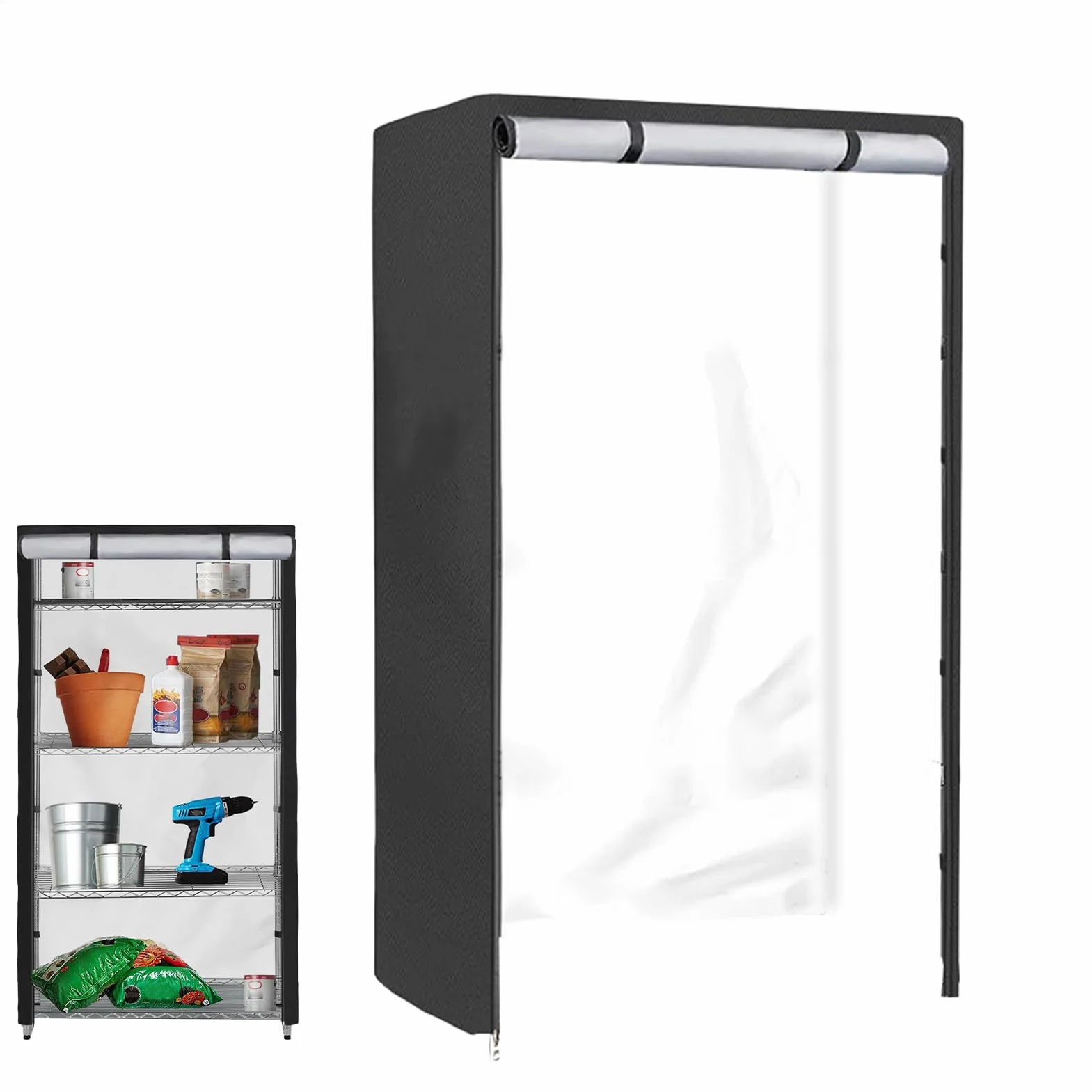 Cubiertas Para Estanterías Metálicas - Cubiertas Para Estantes De Pie De Alambre - Protector Con Cremallera Para Almacenamiento En Cocina, Despensa, Garaje, SóTano Y Patio