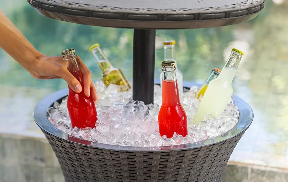 Keter, 203835 Mesa Nevera para jardín Pacific Rattan Cool Bar, Antracita