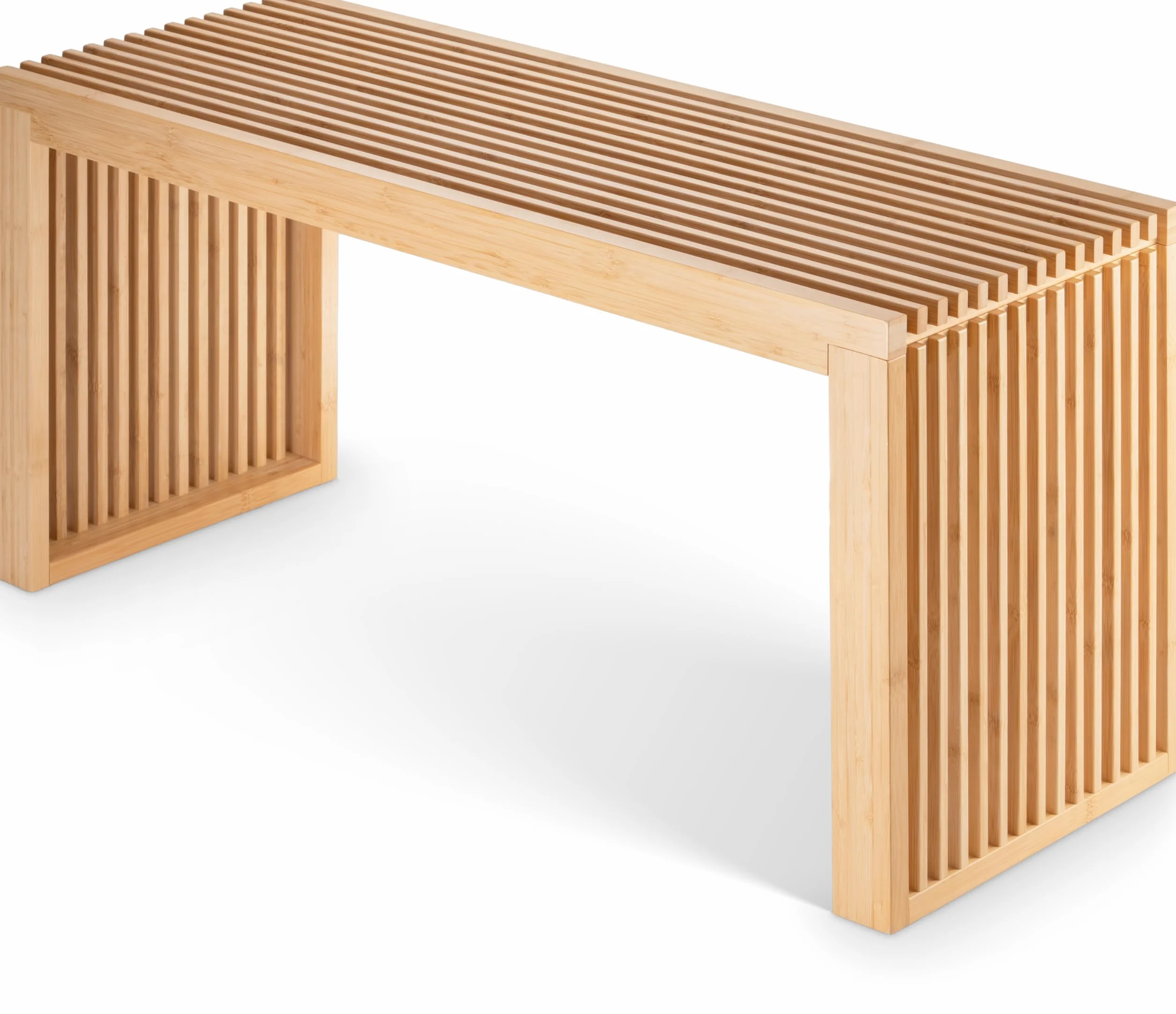 BAM BOO BOX Bambú Banco - Robusto Banco Madera sin Respaldo para Pasillo, Baño, Cocina, Comedor o Dormitorio - pequeño Mueble Recibidor Entrada 90x33x43 cm - cargable hasta 250 kg