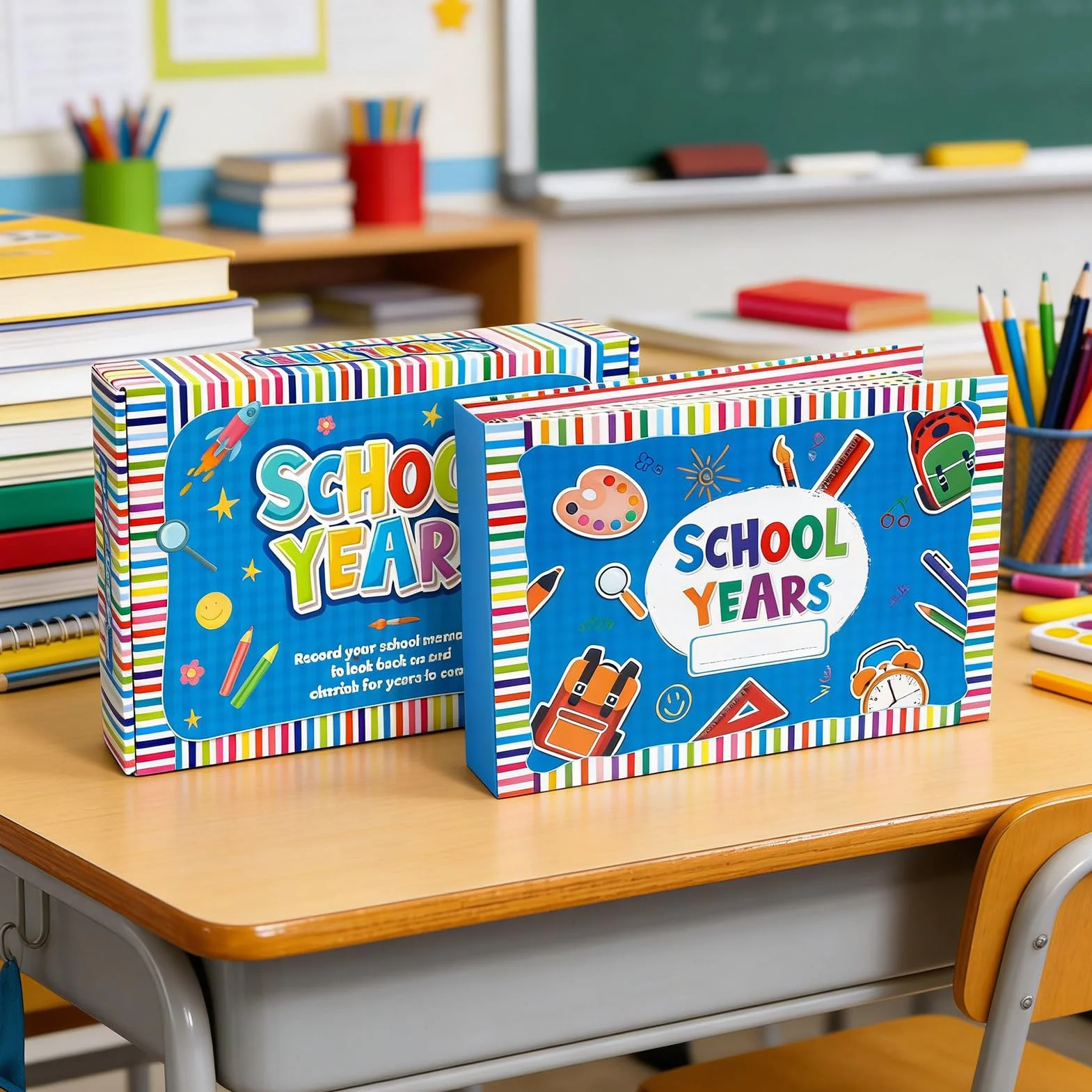 Libro y álbum de recuerdos para la escuela de los niños | Libro de memoria para niños como anuario para escolarización, fiesta de guardería y