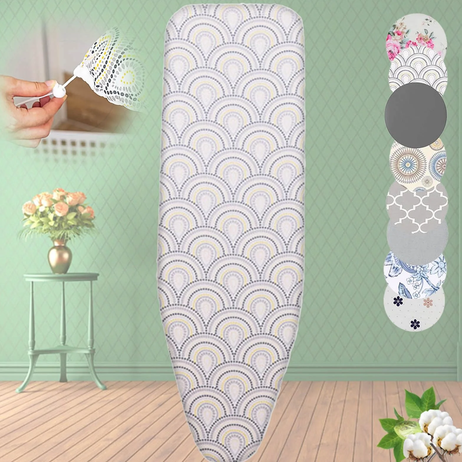 Funda para tabla de planchar resistente de 128 x 40 cm, repuesto acolchado para mesas de hierro con cordón, se adapta a 120 x 47 cm, color pavo real, duradera y resistente al calor