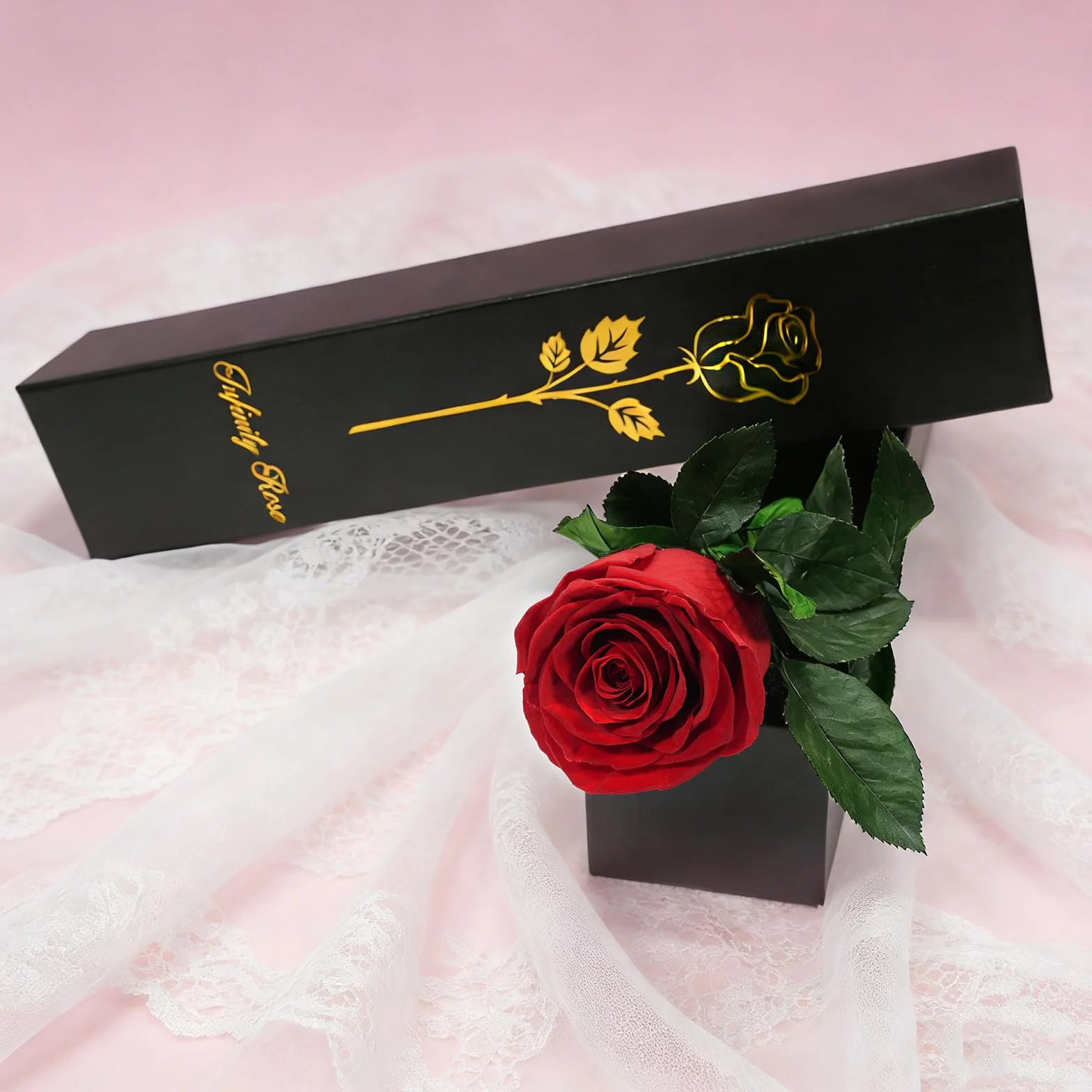 Yamonic Rosa Eterna Regalos para Mujer, Rosa Preservada con Tallo, Flores Preservadas Naturales Roja