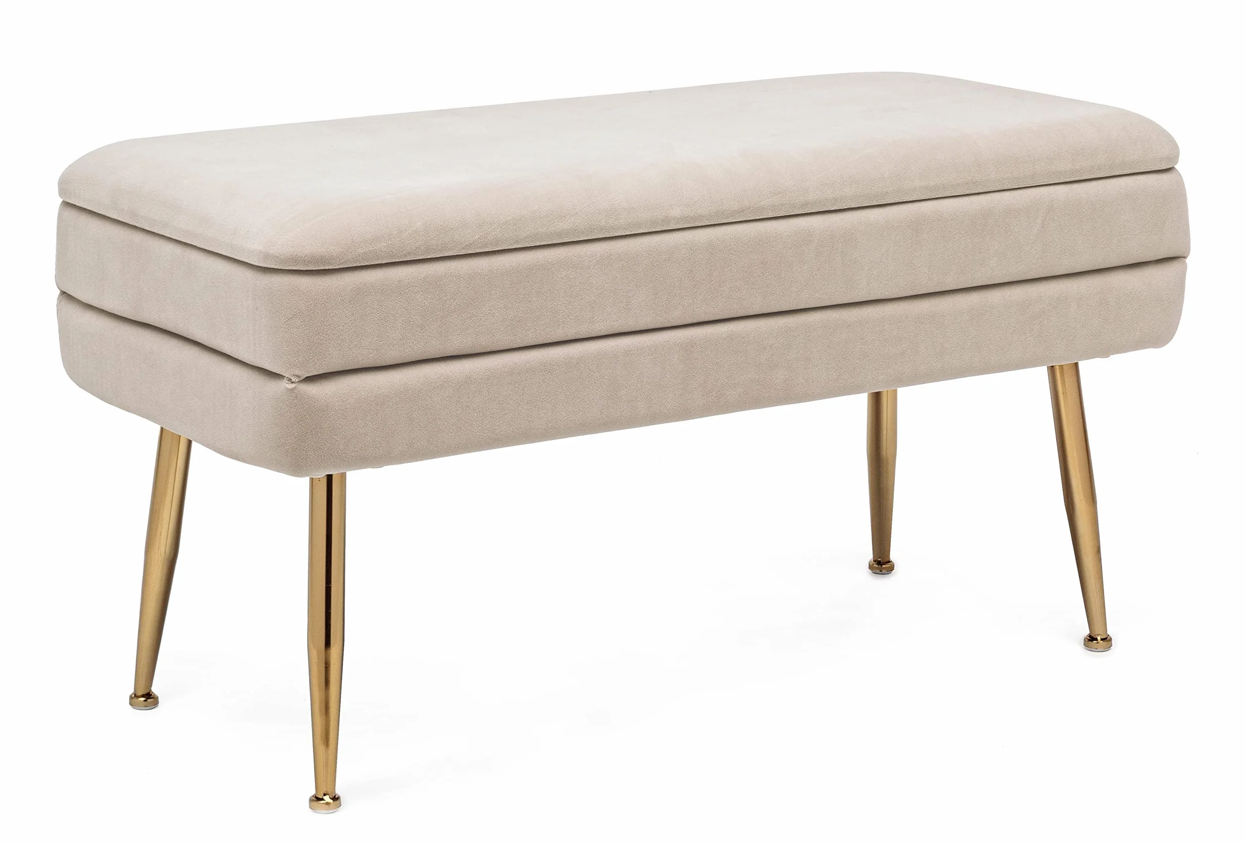 Fashion Commerce - Banco contenedor Pavlina, Beige, 80 x 38 x 42 cm