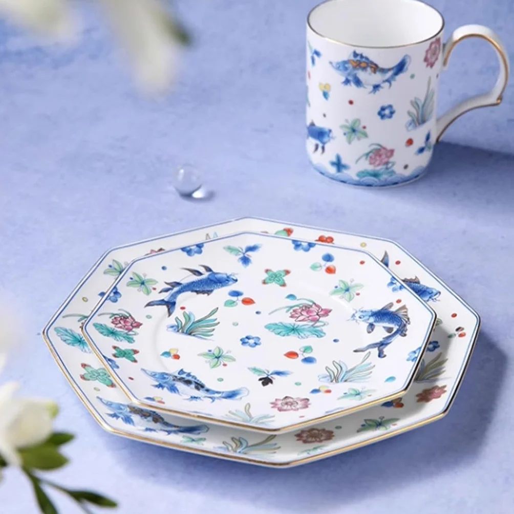 Platos Para Comer Plato De Cena De Cerámica Fresca, Vajilla China De Alta Gama For El Hogar, Plato De Filete De Aperitivos De Frutas Plato De Cerámica Para La Cena