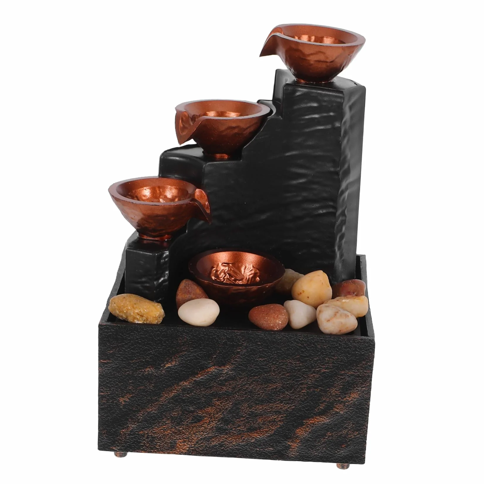 1 Set Pequeña Fuente De Agua LED De Interior con Guijarros Naturales Decoración De De Escritorio para La Sala De Estar De Dormitorio Decoración De La Oficina De La