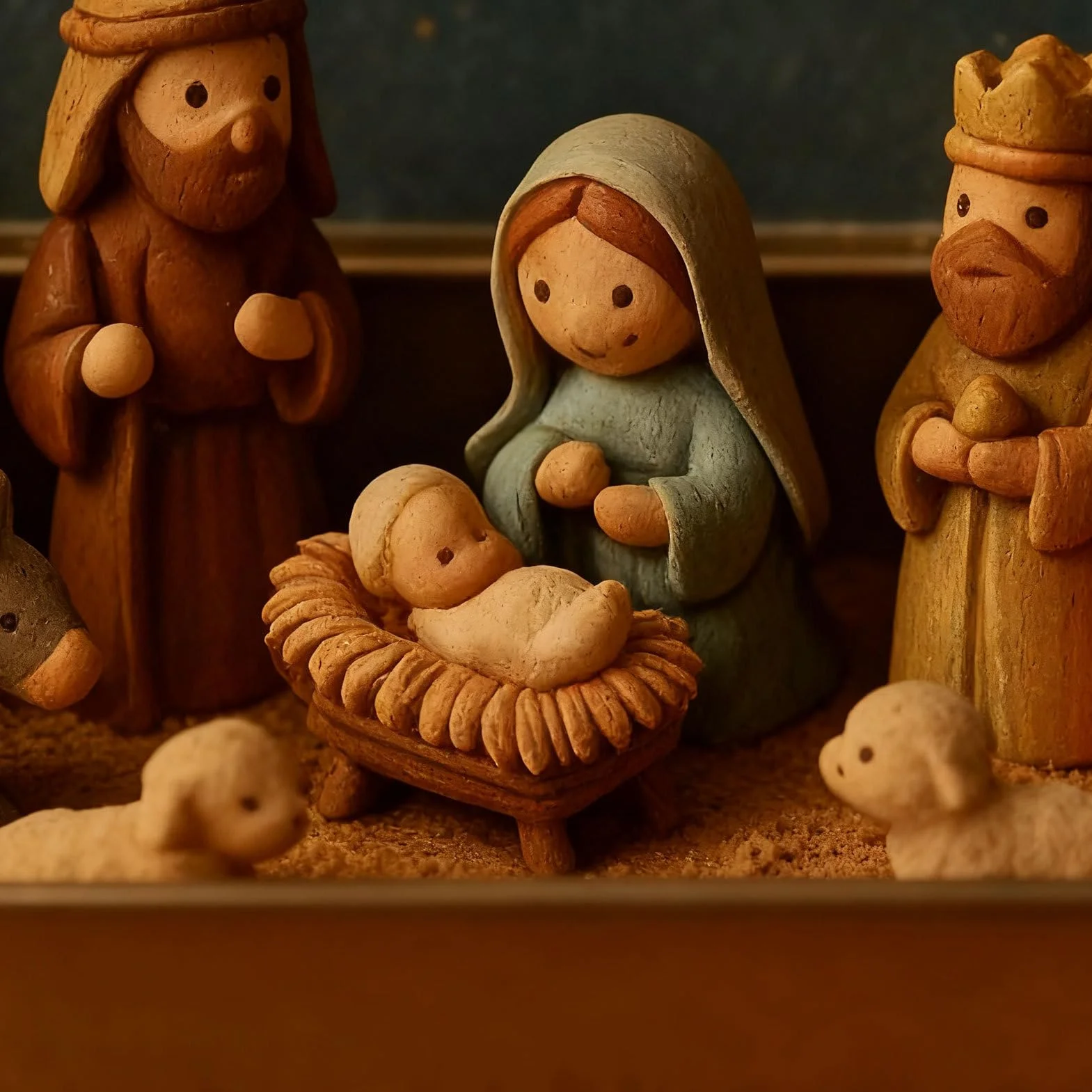 Belén Navideño Miniatura 13x2,5x8cm Caja Hojalata Decoración Portátil Figuras 3D Religiosas