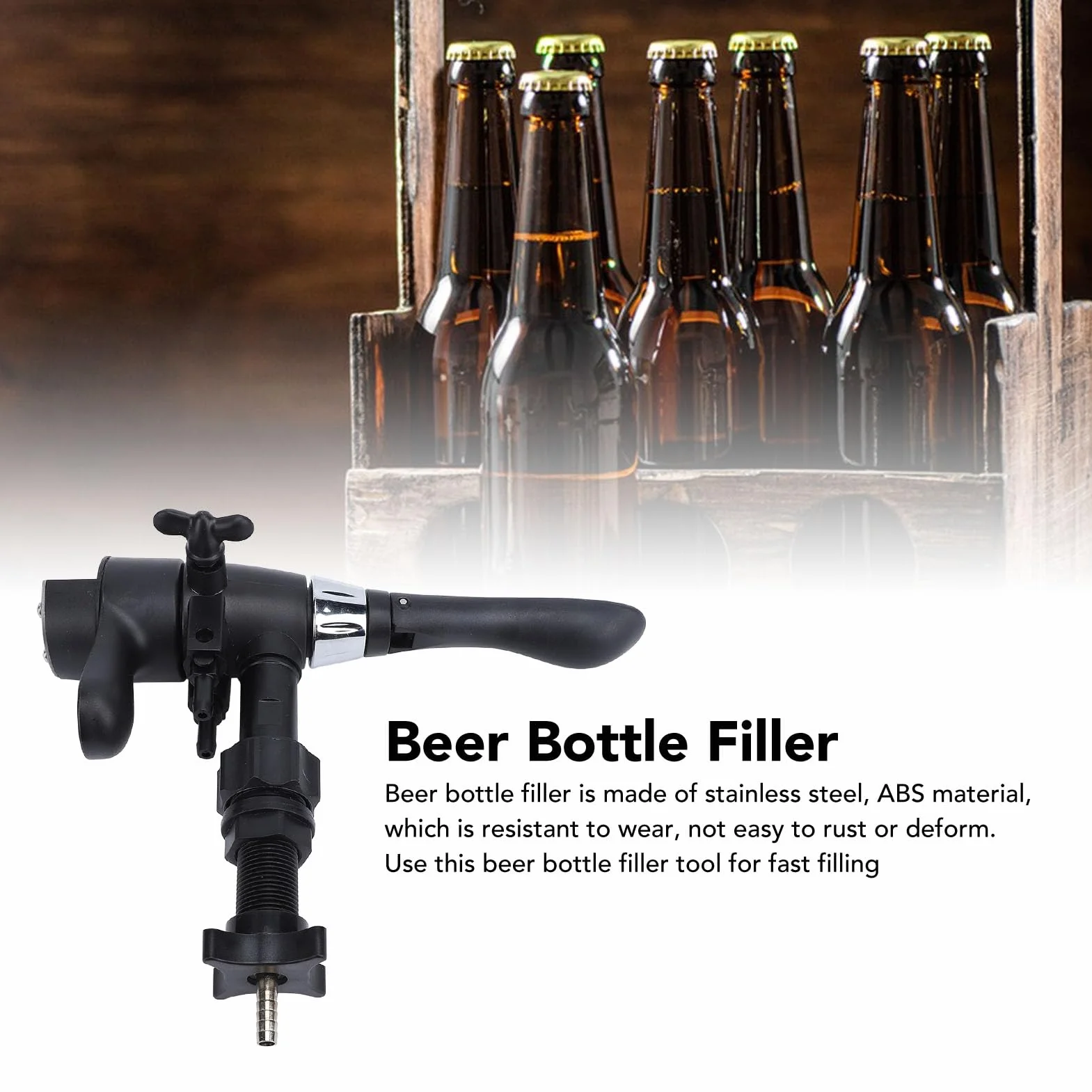 TOPINCN Llenador de Botellas Antiespumante de Cerveza, Herramienta de Llenado de Botellas de Vidrio de Llenado Rápido, Herramienta Antiespumante de Contrapresión para el Hogar