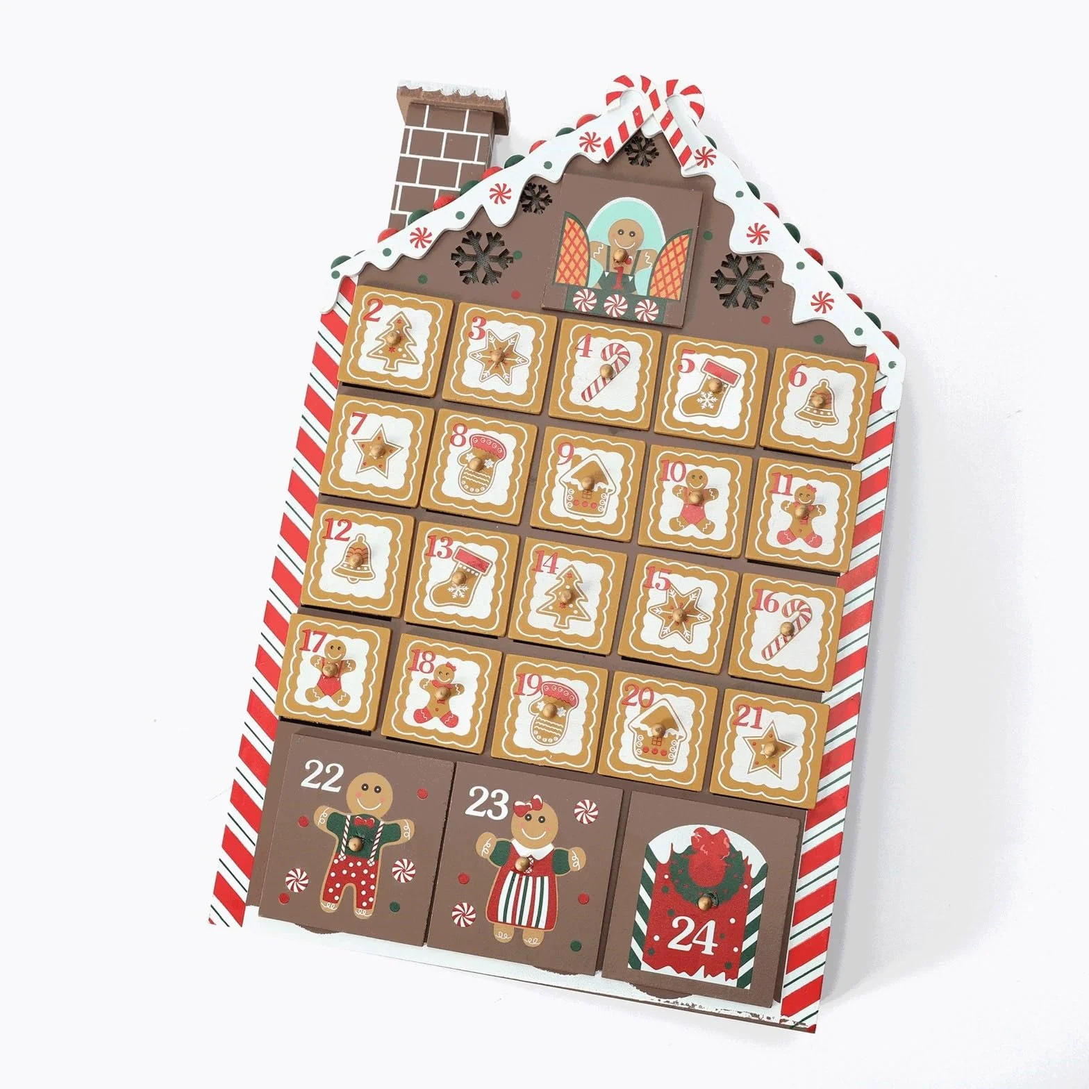 Calendario de Navidad de madera con 24 cajones numerados para guardar dulces, chocolates, joyas, regalos, decoración de vacaciones, calendario de adviento grande con cajones