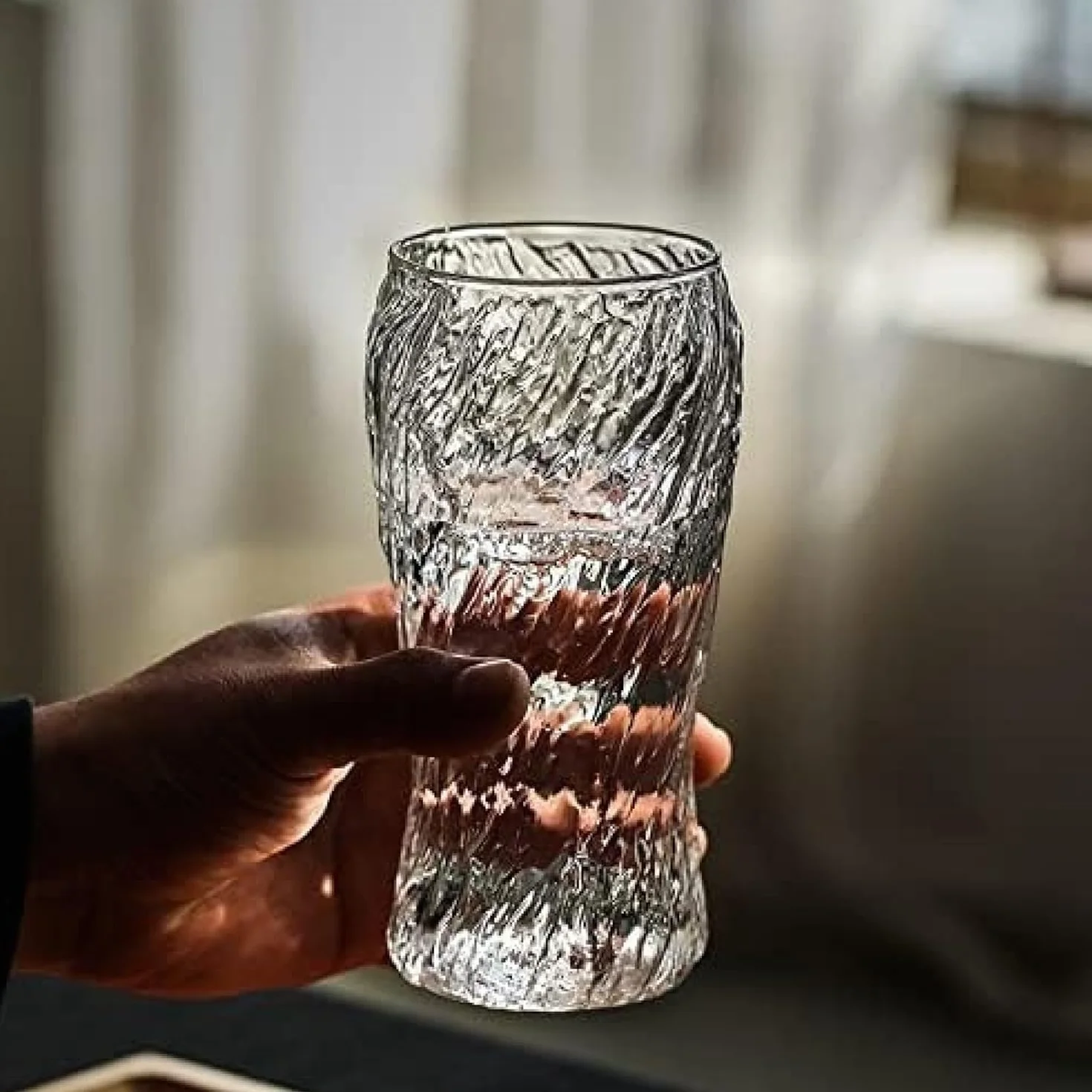 Juego de vasos de cristal transparentes para jugo, leche y café para cocina, ideal para desayuno y bebidas frías