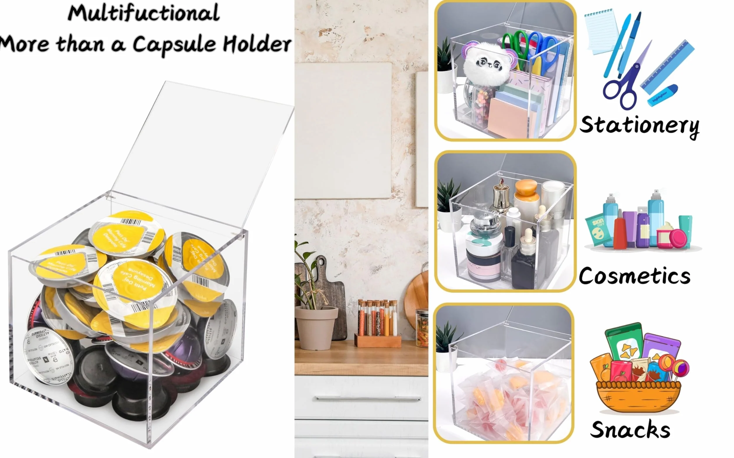 Organizador de cápsulas de café de acrílico transparente 15 cm