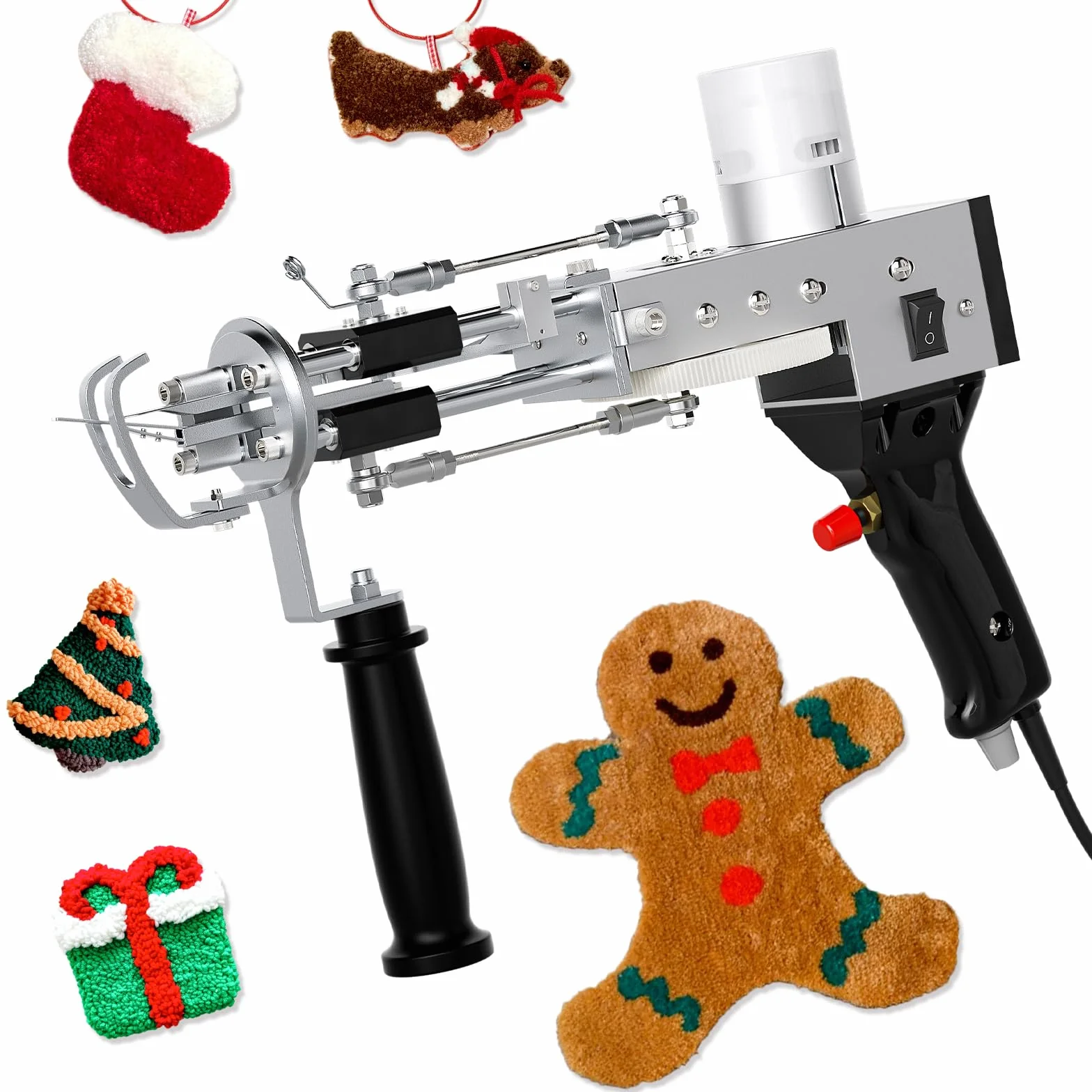 Pistola Tufting,5-40 Pasos/S Tufting Pistola de Tufting Eléctrica 7-21 mm Ajustable Máquina de Tejer Alfombras para Navidad Artesanía Alfombra Ropa