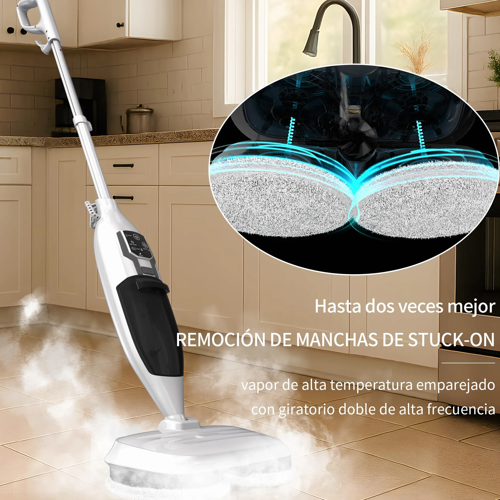Escoba de Vapor,Escoba de Vapor para Suelos Duros, Limpieza Profunda, Limpiador de Vapor portátil multifunción, 13 Accesorios para Suelos de Madera, Laminado, Vinilo, baldosas