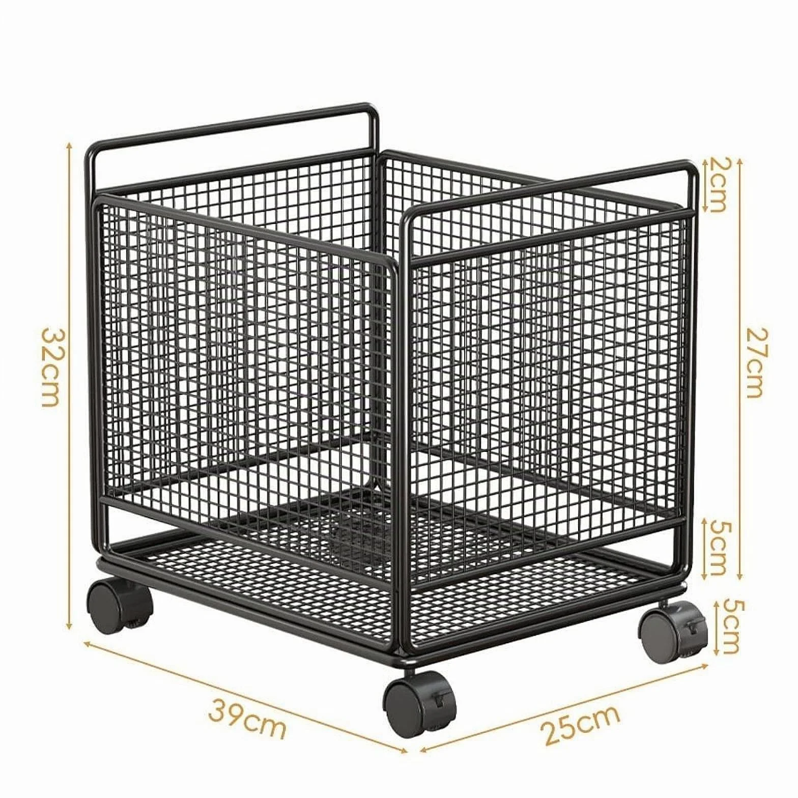 rockible Cesta de Lavandería con Ruedas de Alambre de Metal, Práctica Cesta de Almacenamiento para Ropa Sucia, Ideal para La Entrada del Hogar Y El Dormitorio, Negro, L