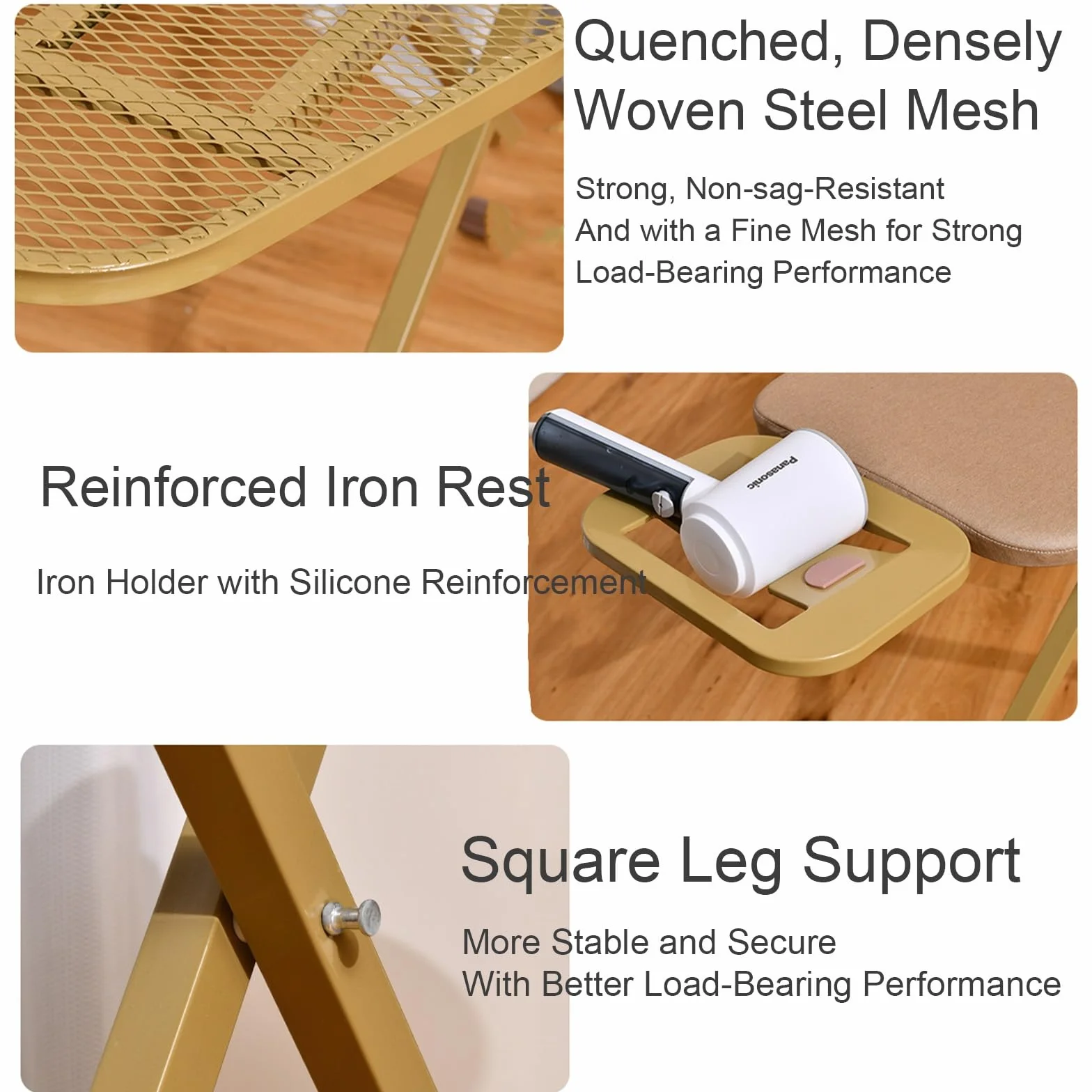 Tabla de Planchar de 7 Alturas Ajustable con Soporte para Plancha, Mesa Planchar Plegable con Soporte para Mangas, Ironing Board de Pie para Hogar y Lavadero(Brown)