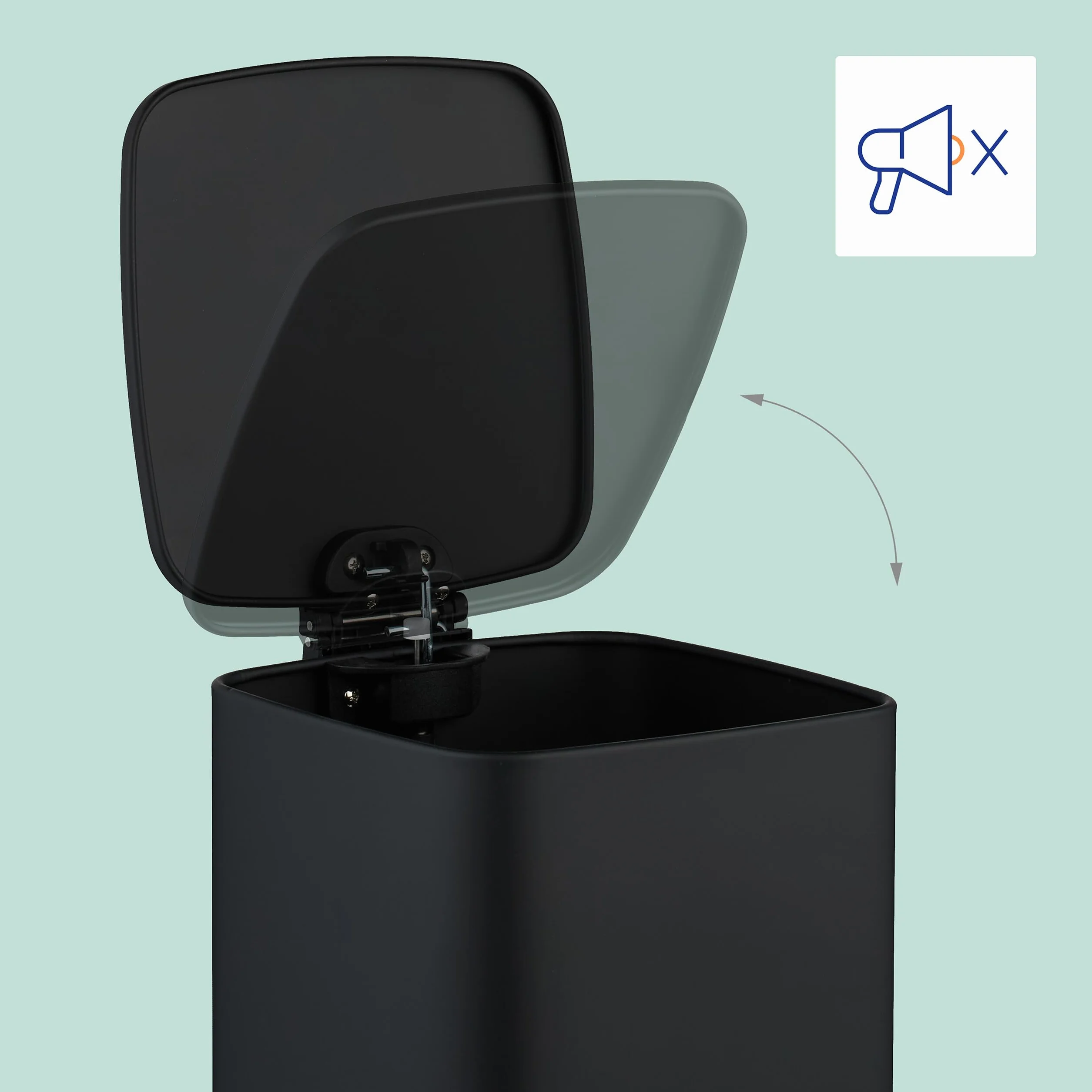 Relaxdays Cubo de Basura Baño 8 Litros Cierre Automático Metal Negro