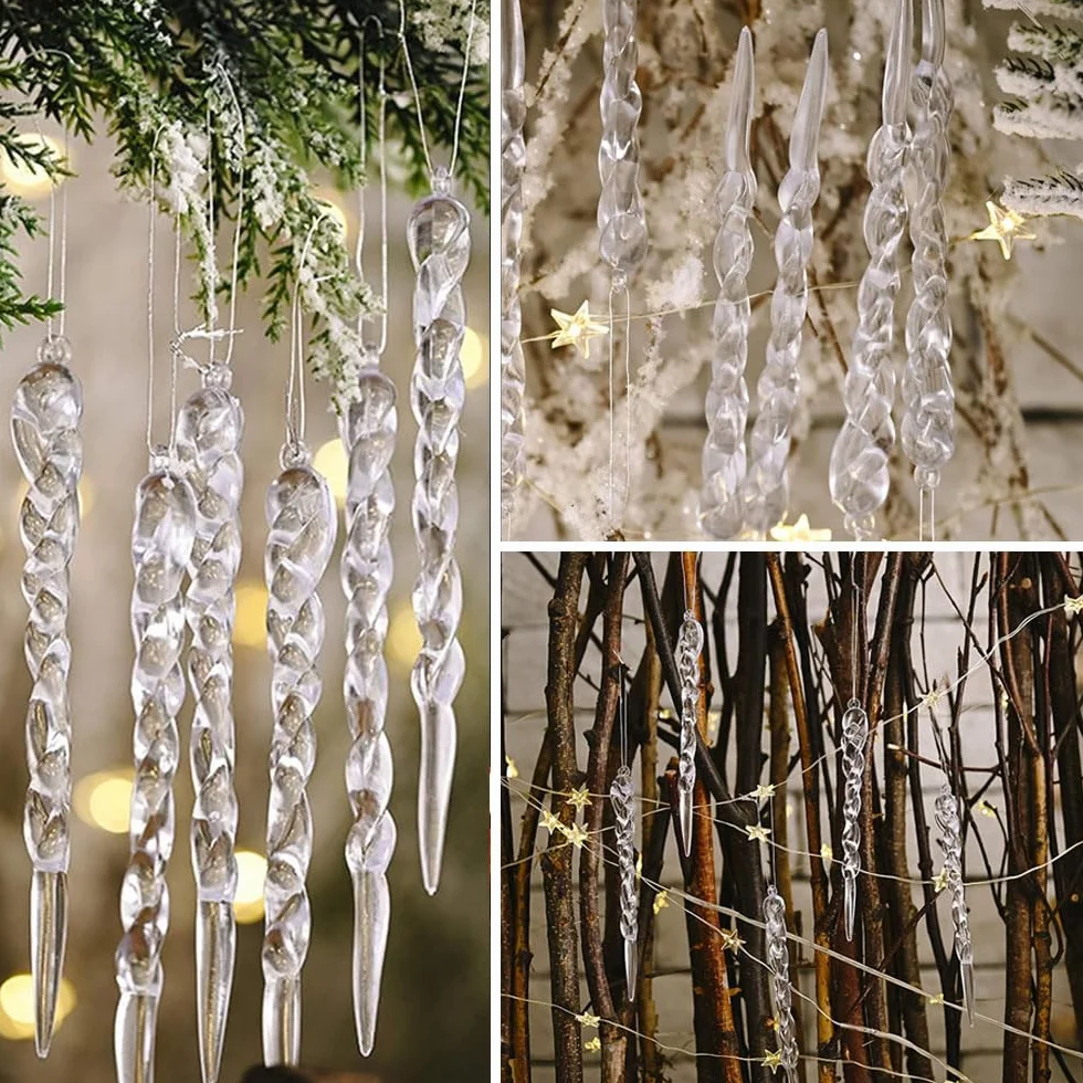 Carámbanos Colgantes Navidad Decoraciones Árbol Adorno Cristal Acrílico - 25 Piezas