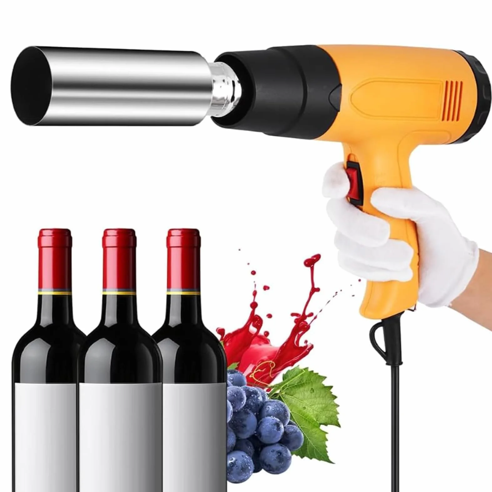 Máquina Envolvedora De Botellas De Vino, Máquina Selladora Retráctil De 50 Mm, Pistola Retráctil Térmica, Temperatura 50-550 °c, 9 Ajustes De Temperatura, Selladora De Tapones De Botellas