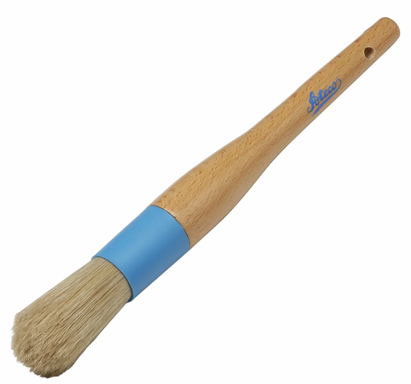 Ateco 60250 cepillo de pastelería, cabeza redonda de cepillo de pastelería con cerdas de jabalí blanco natural, virola compuesta y mango de madera