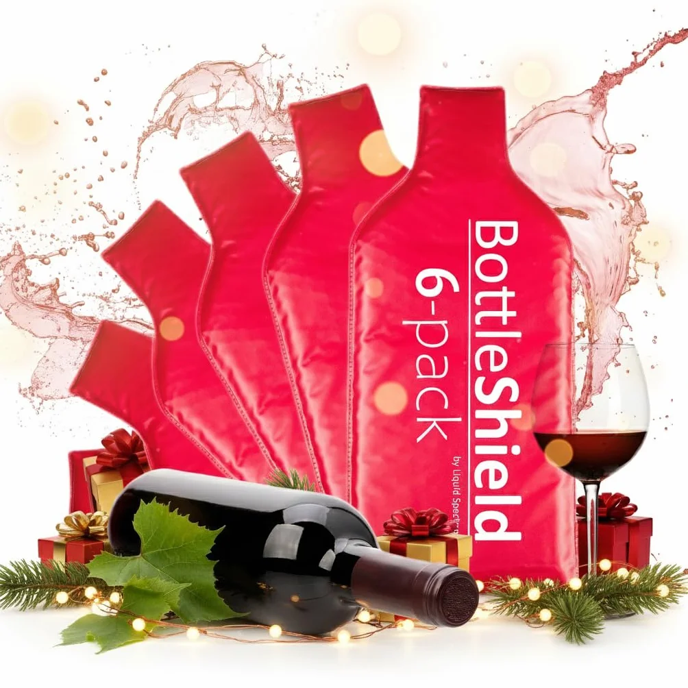 Liquid Spectrum BottleShield - Funda protectora de botella para viajar (juego de 6) reutilizable de doble capa protectora, doble cierre de cremallera con sello a prueba de líquidos, ideal para
