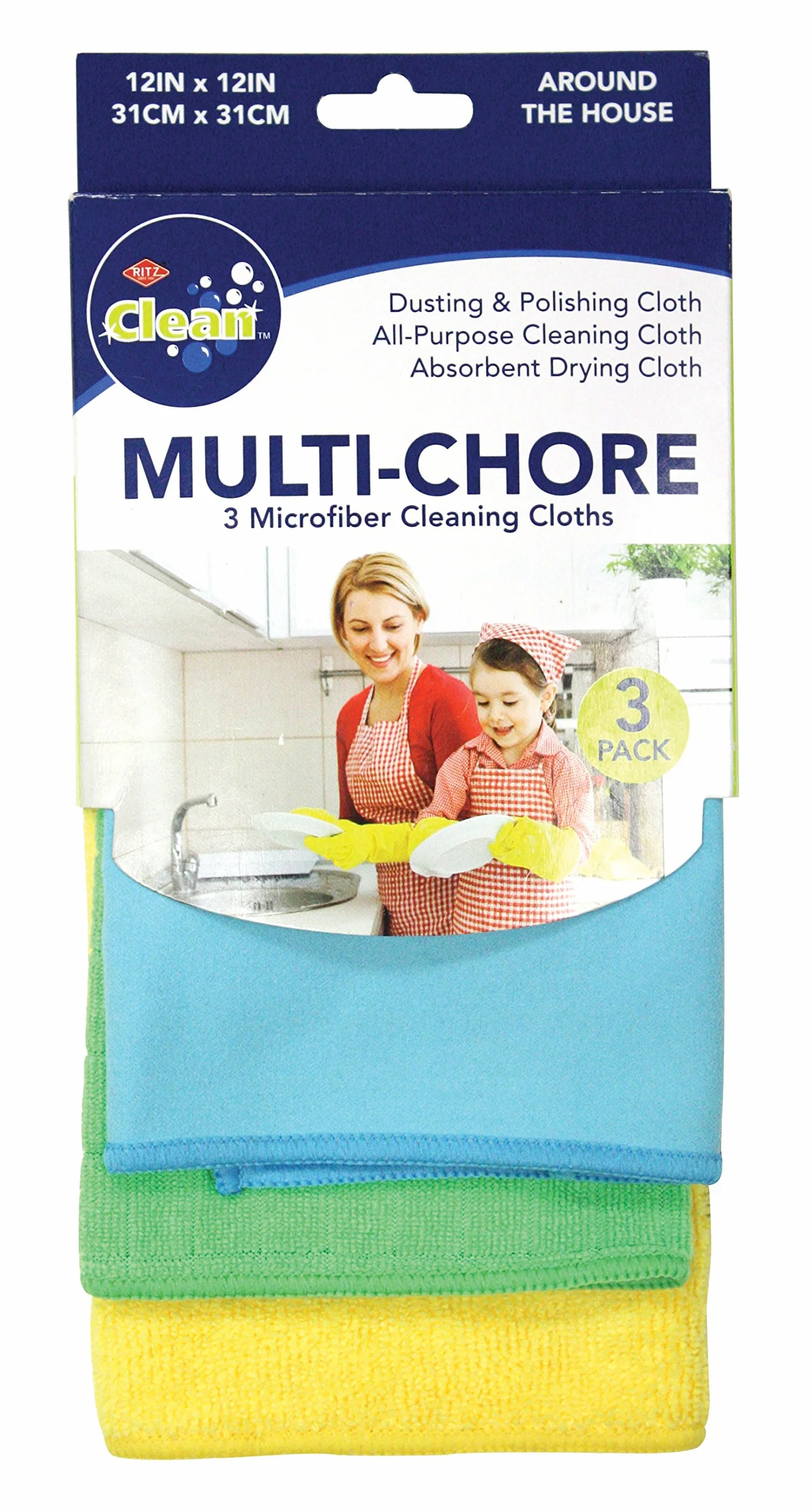 Ritz Multi Chore - Paño de Limpieza de Microfibra para Cocina y baño, Juego de 3