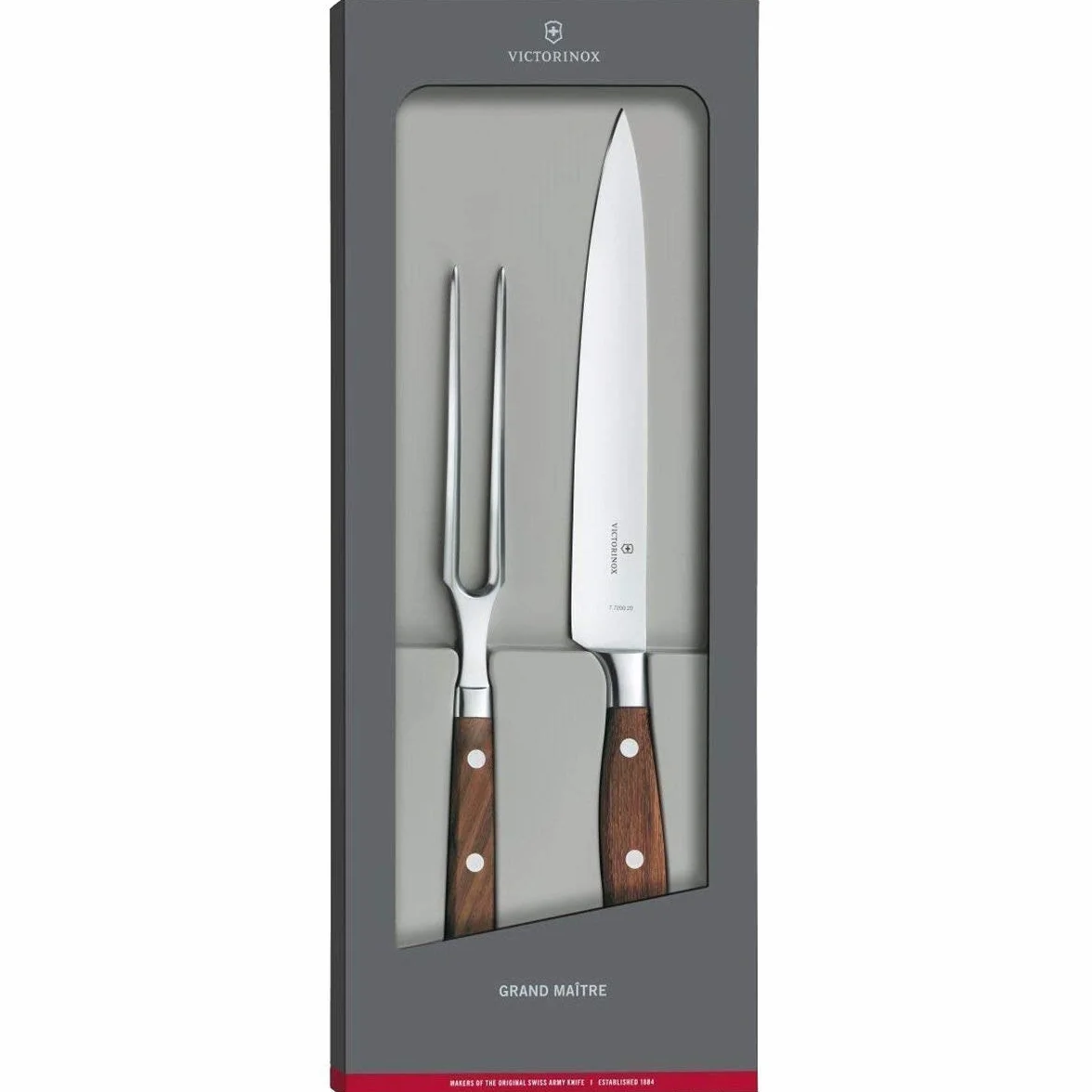 Victorinox Grand MaÎtre Set para trinchar, 2 piezas, Cuchillo y Tenedor para trinchar, Hoja extra afilada, Madera, Regalo