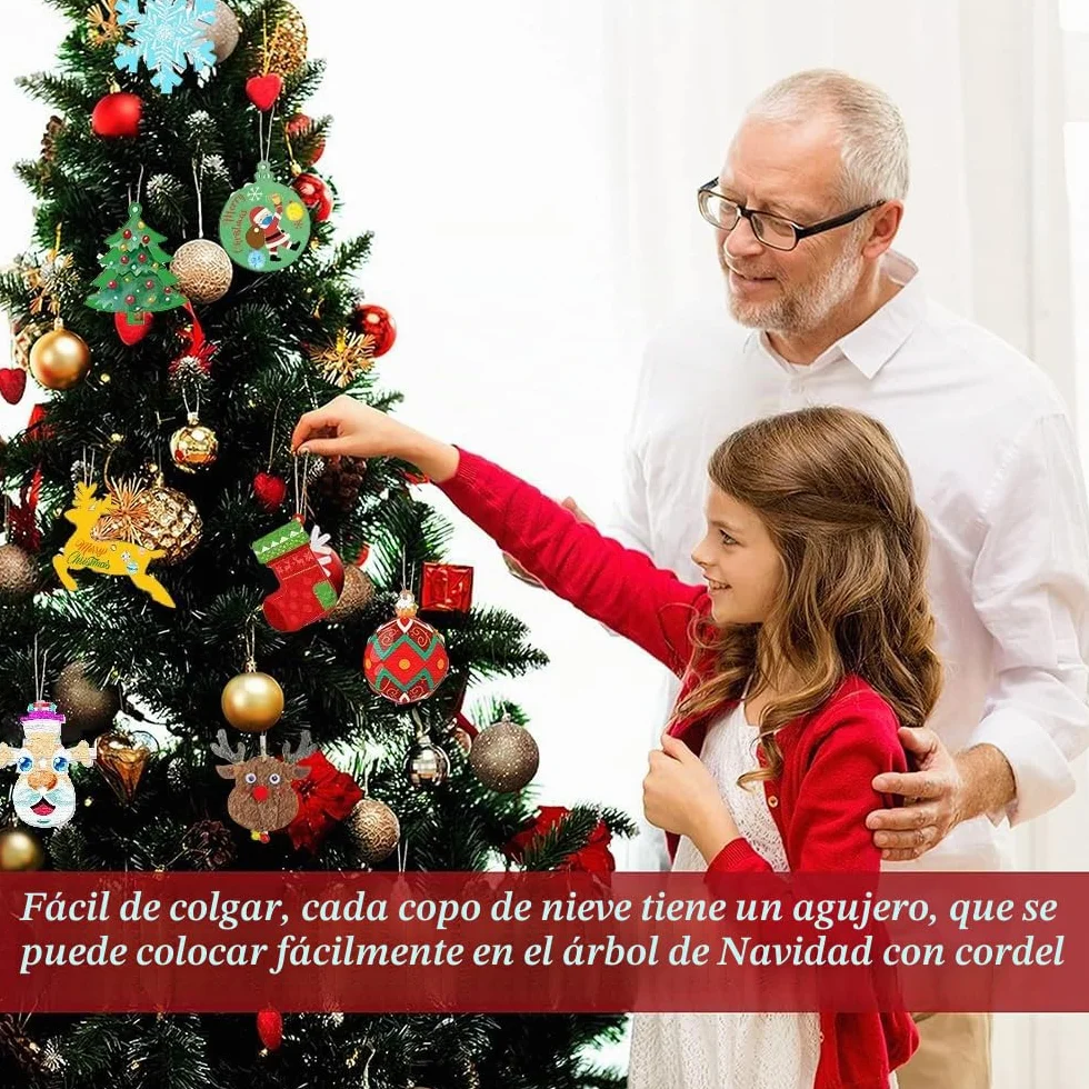 264 Piezas Adornos Árbol Navidad Madera Colgante - Decoración Navideña con Cordón