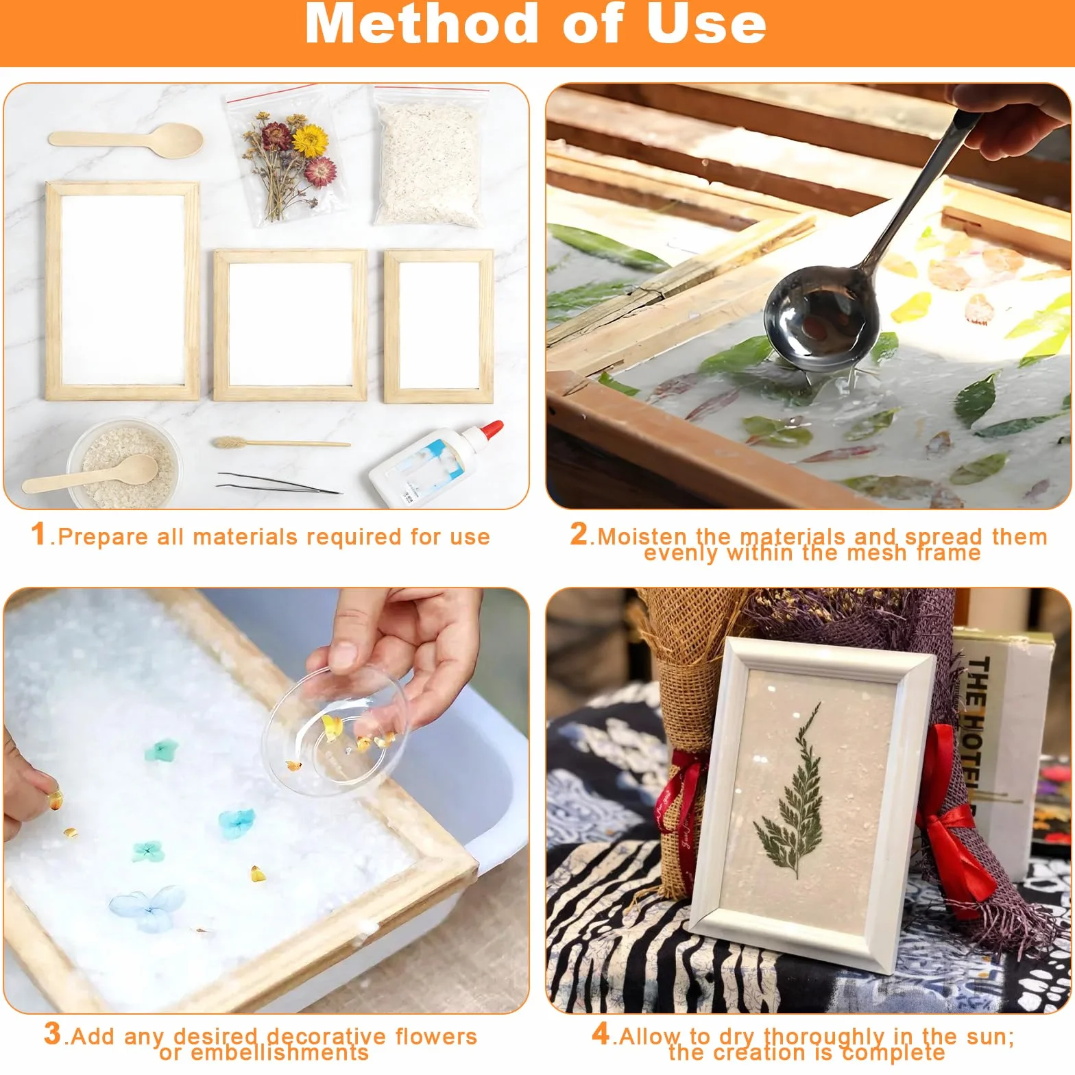 Set de 3 marcos para fabricación de papel en madera con bastidor y tamiz herramienta DIY reciclado