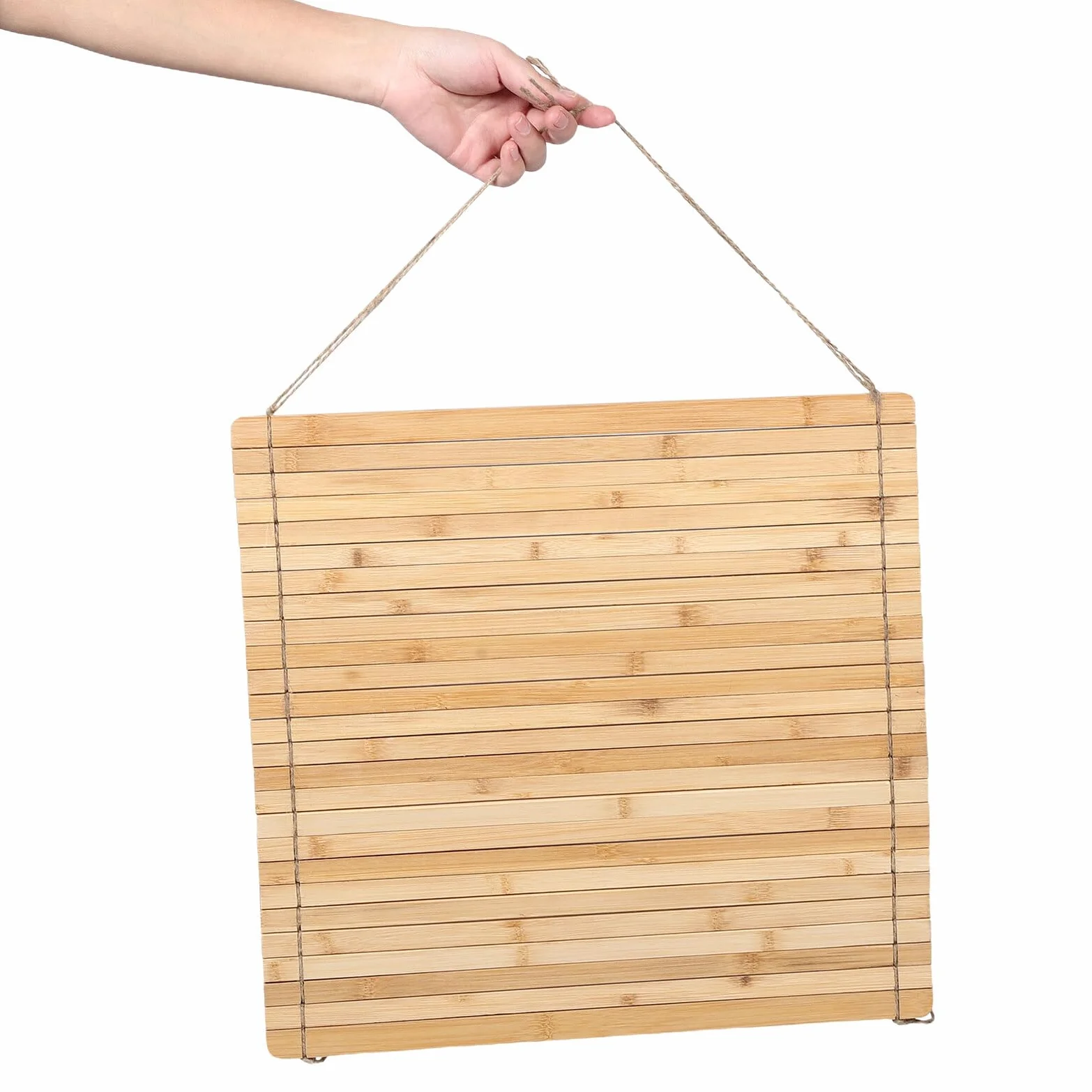 Escurridor de platos de bambú sobre el fregadero, escurridor de cocina plegable para platos, cuencos y tazas, estante extraíble que ahorra espacio y tapete de secado de verduras, 45 x 44 cm