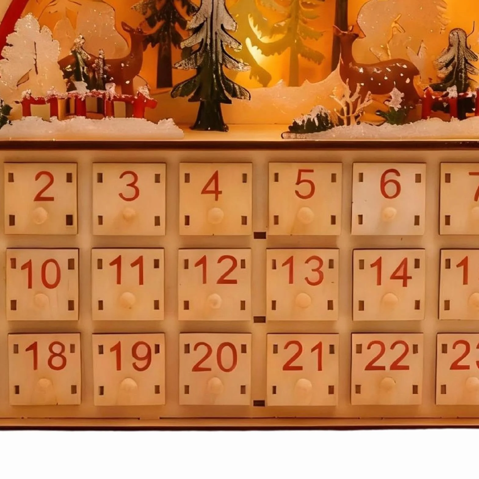 Cuenta Atrás Navidad 24 Días Casa De Madera Decorativa Para Mesa | Cuenta Regresiva Con Cajones Para Escritorio, Estantería, Salón Y