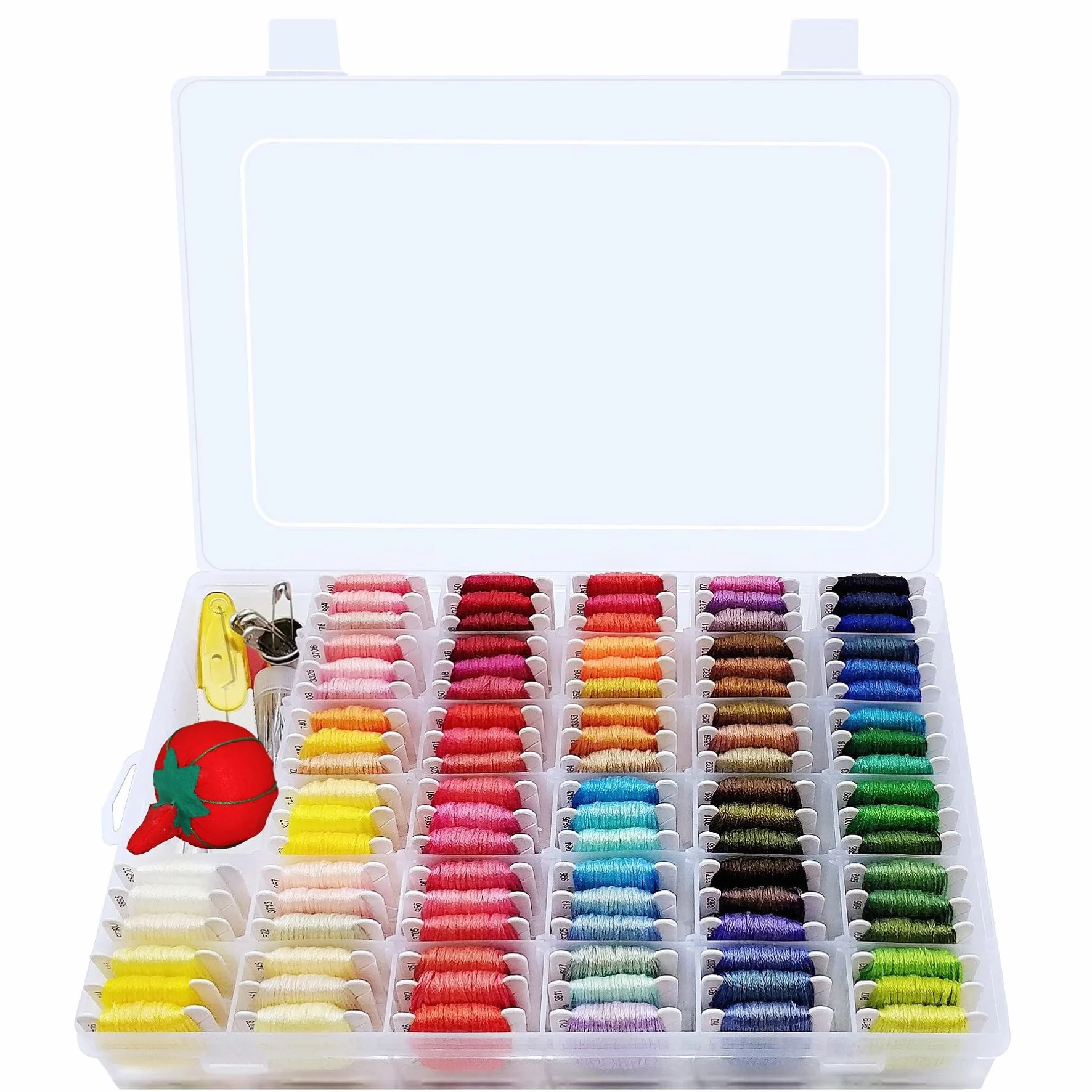 Pulseras de la amistad de 100 colores para bordar, hilo de punto de cruz, con caja organizadora, kit de cuerdas y bobinas de hilo dental, 38 piezas