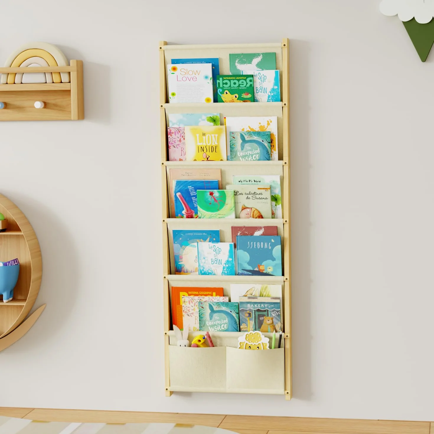 Estantería Infantil 6 Pisos Montessori Pared para Libros