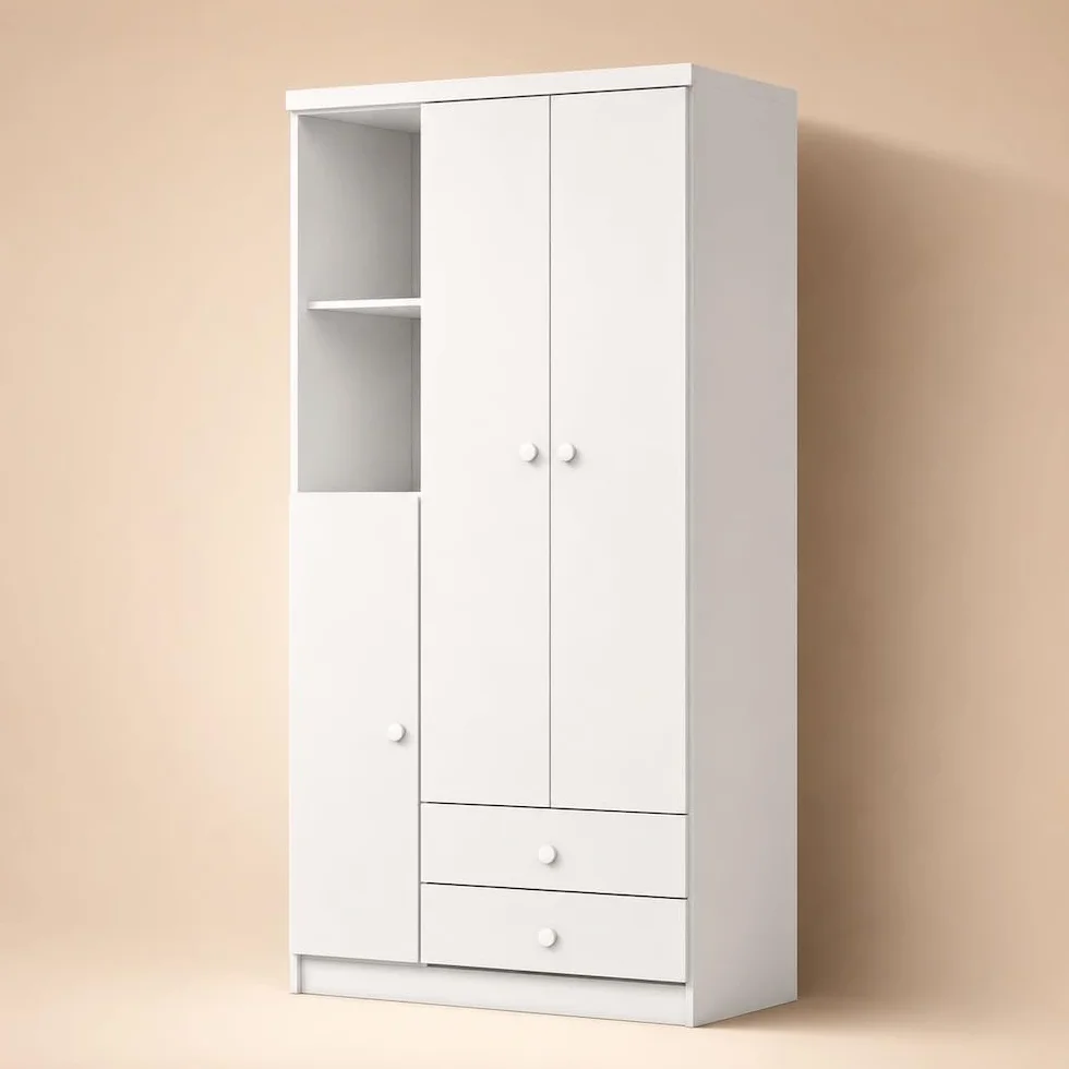 Armario Infantil Mint Puertas, Estantes y Cajones - Blanco para Dormitorio