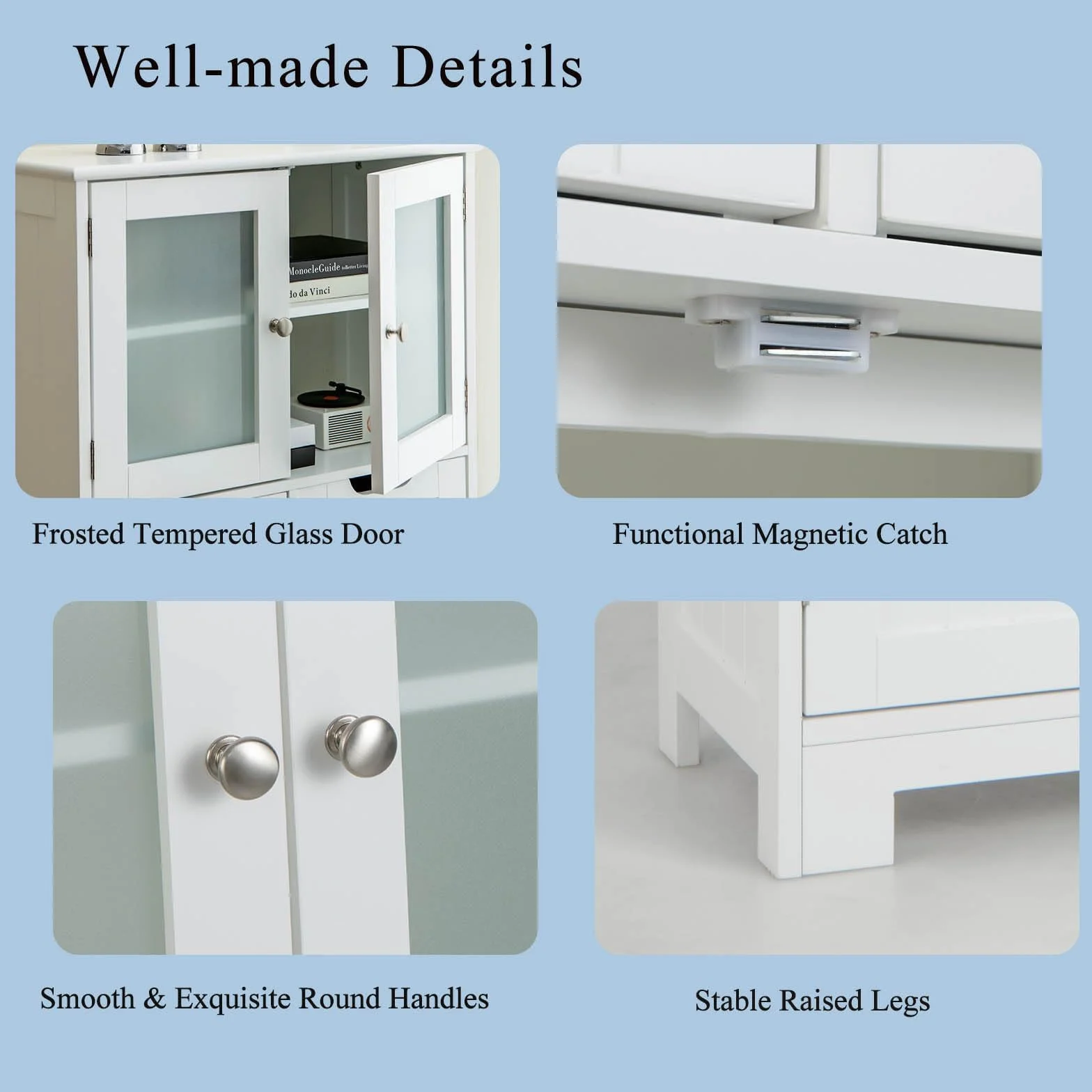 LIFEZEAL Armario Suelo de Baño, Mueble de Baño con Estantes Ajustable, Mueble de Almacenaje con Cajones y Doble Puerta, Mueble Lateral Multifuncional para Cocina (Blanco)