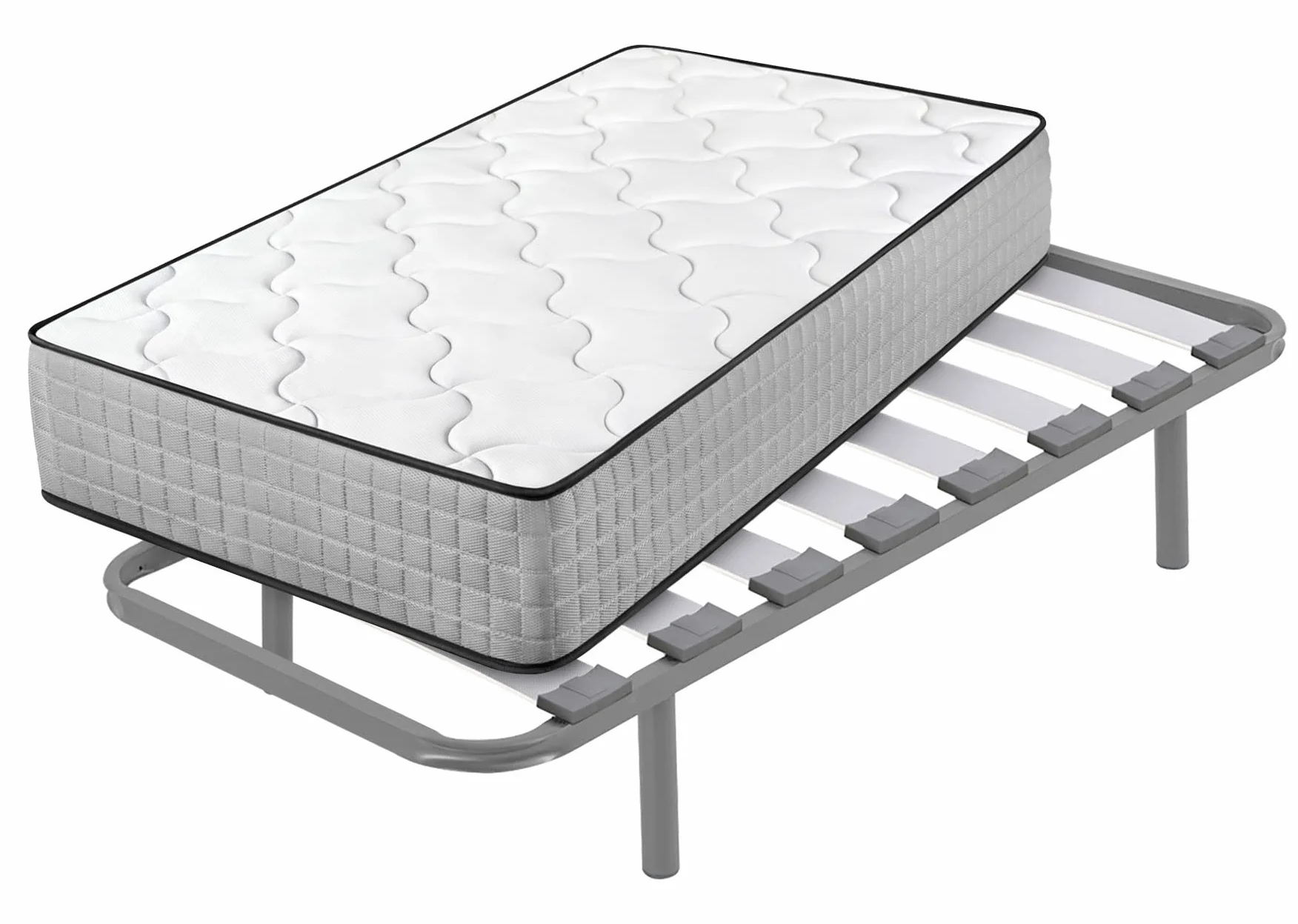 Cama express Colchón Viscoelástico Top Dream + Somier Hermes con 4 Patas 32 cm, Medida : 80 x 190 cm