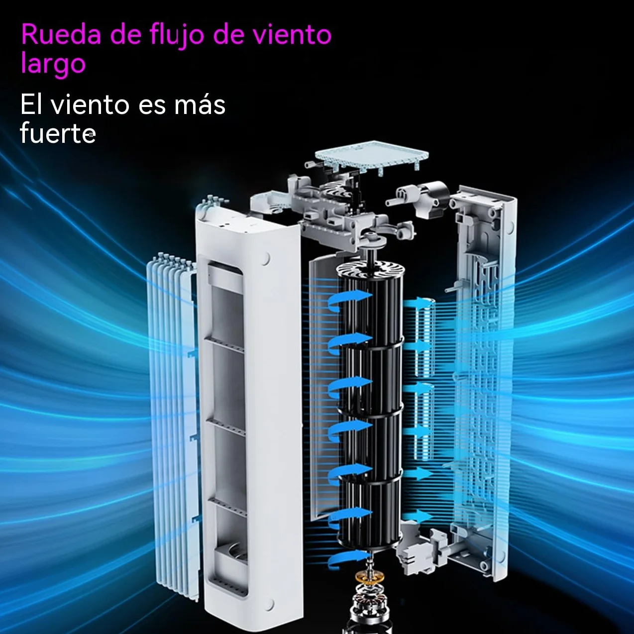 Ventilador sin aspas 2 en 1 vertical y horizontal, oscilación 60°, salida de aire ancha 230 mm, enfriamiento rápido y silencioso, montaje en pared sin perforación, para dormitorio, salón y oficina