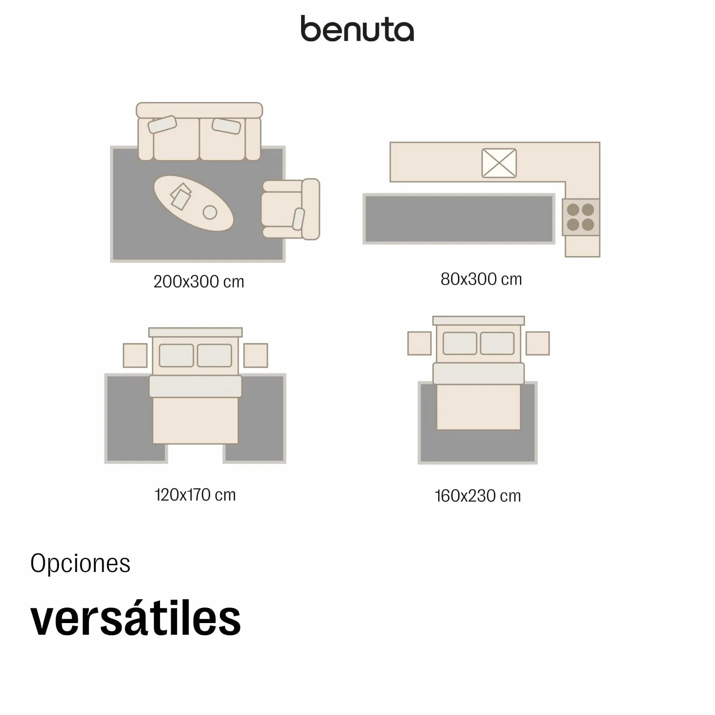 benuta Basic Alfombra Exterior Interior Kaleo - Beige 200x300 cm - Diseño Geométrico - Resistente al Clima & UV - Balcón, Terraza, Jardín, Cocina, Dormitorio, Salon & Sala de Estar - Fácil de Limpiar