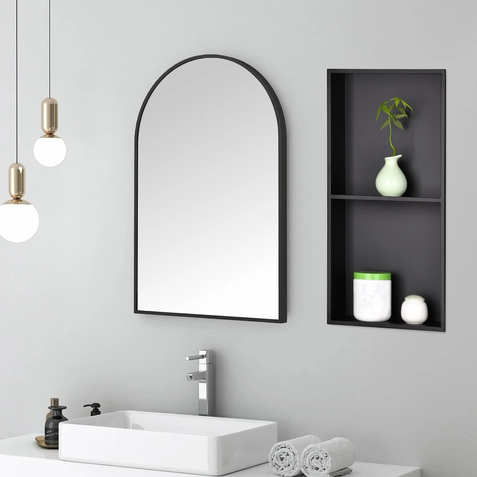 Nicho de ducha de acero inoxidable, 60 x 30 cm, color negro | 2 pisos | Nichos empotrables impermeables, solución de almacenamiento de diseño para baño moderno
