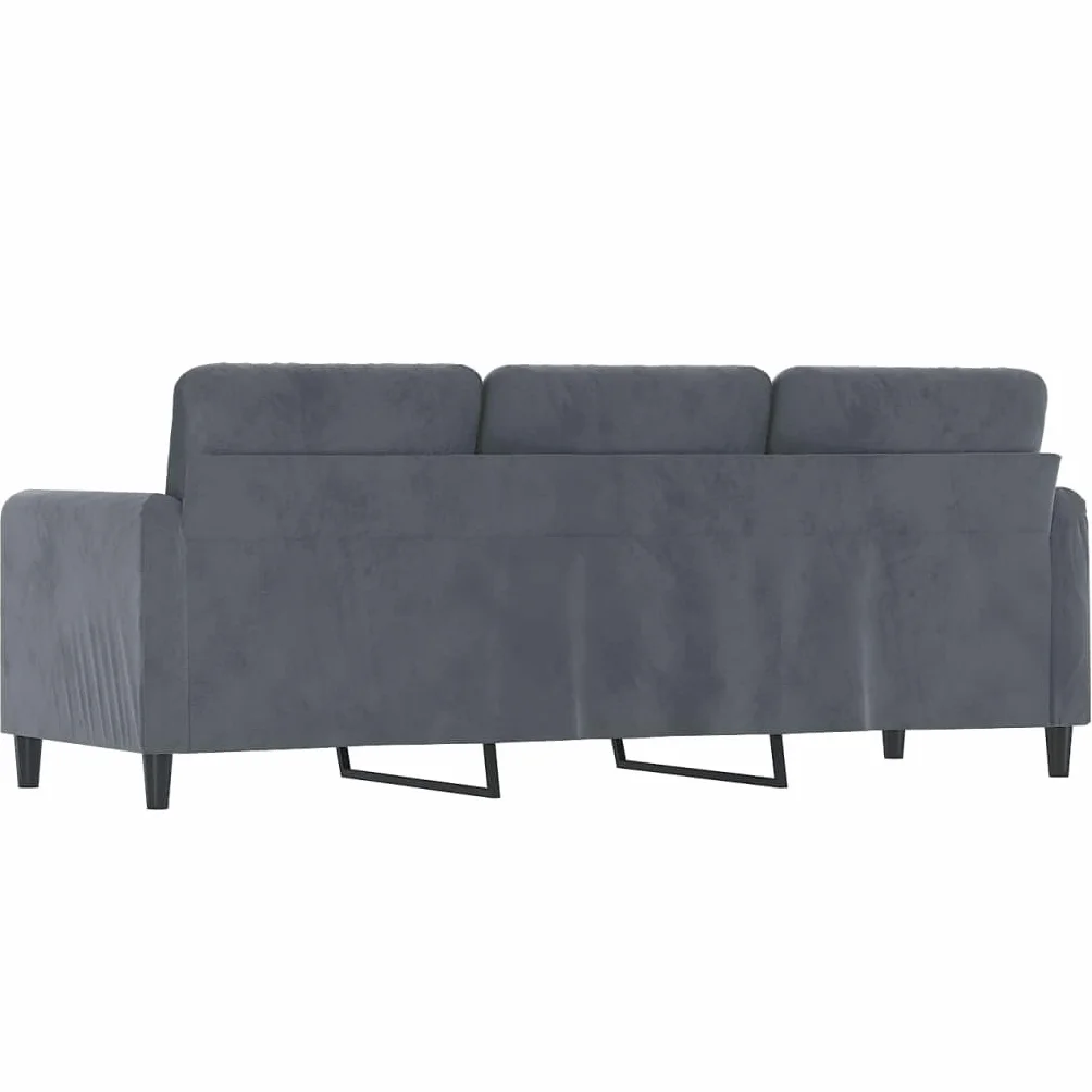 Sofá de 3 plazas Terciopelo Gris Oscuro 180 cm, Sofá con Reposabrazos Respaldo, Sofá Biplaza Tapizado
